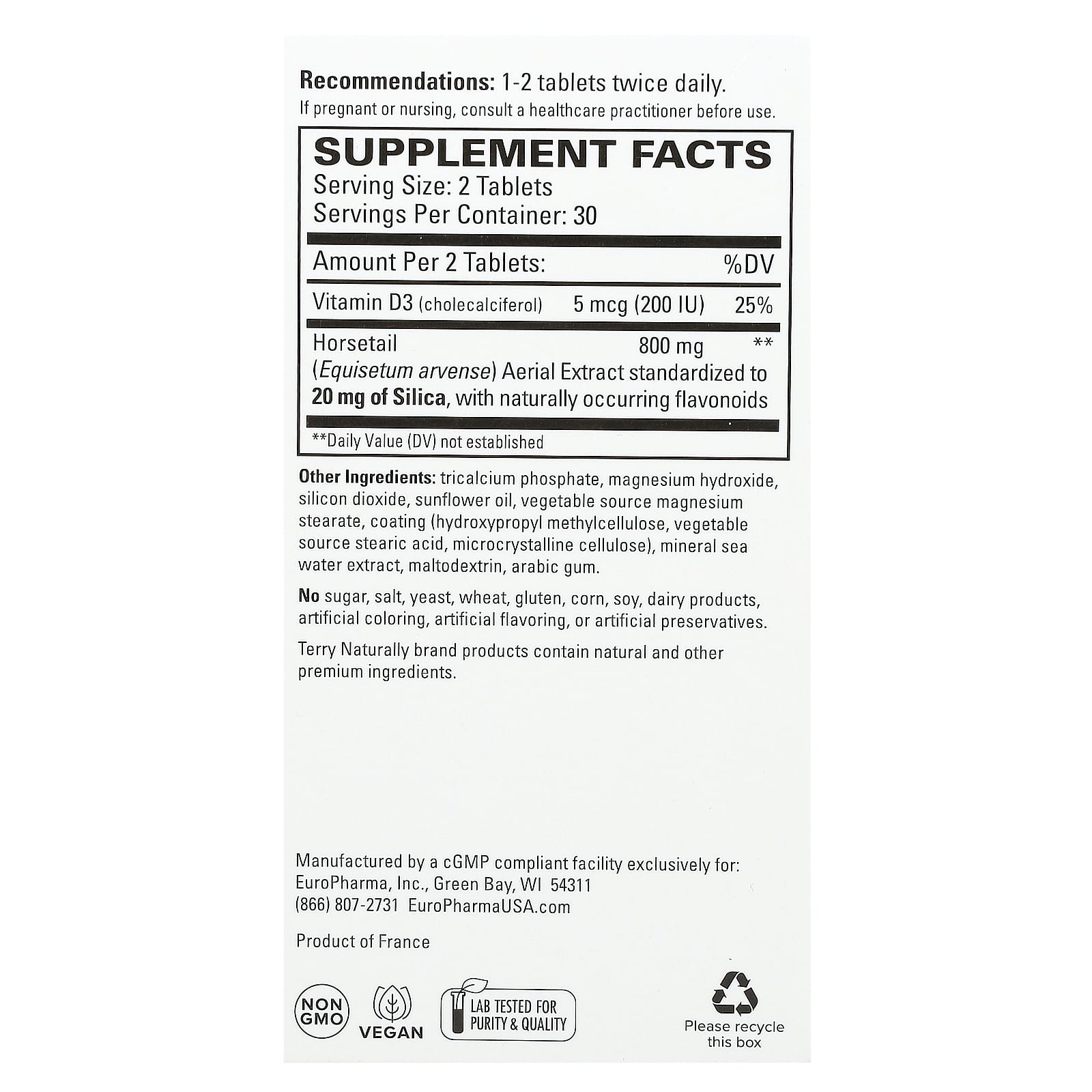 Terry Naturally, Silica-20, 60 Tablets - Image 2