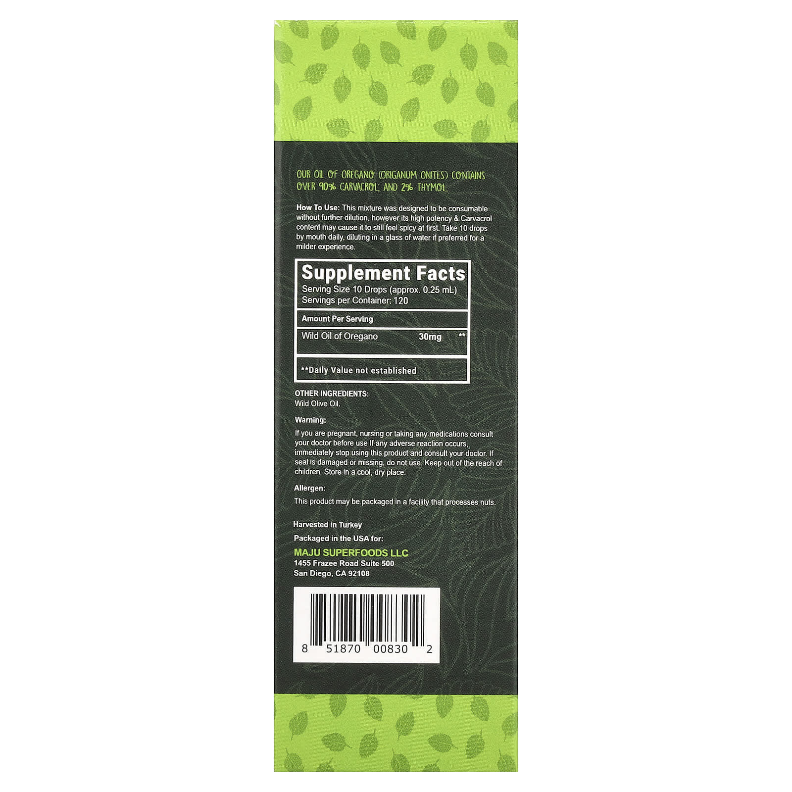 Maju Superfoods, CV 90+ Oregano Oil, 1 fl oz (30 ml) - Image 2