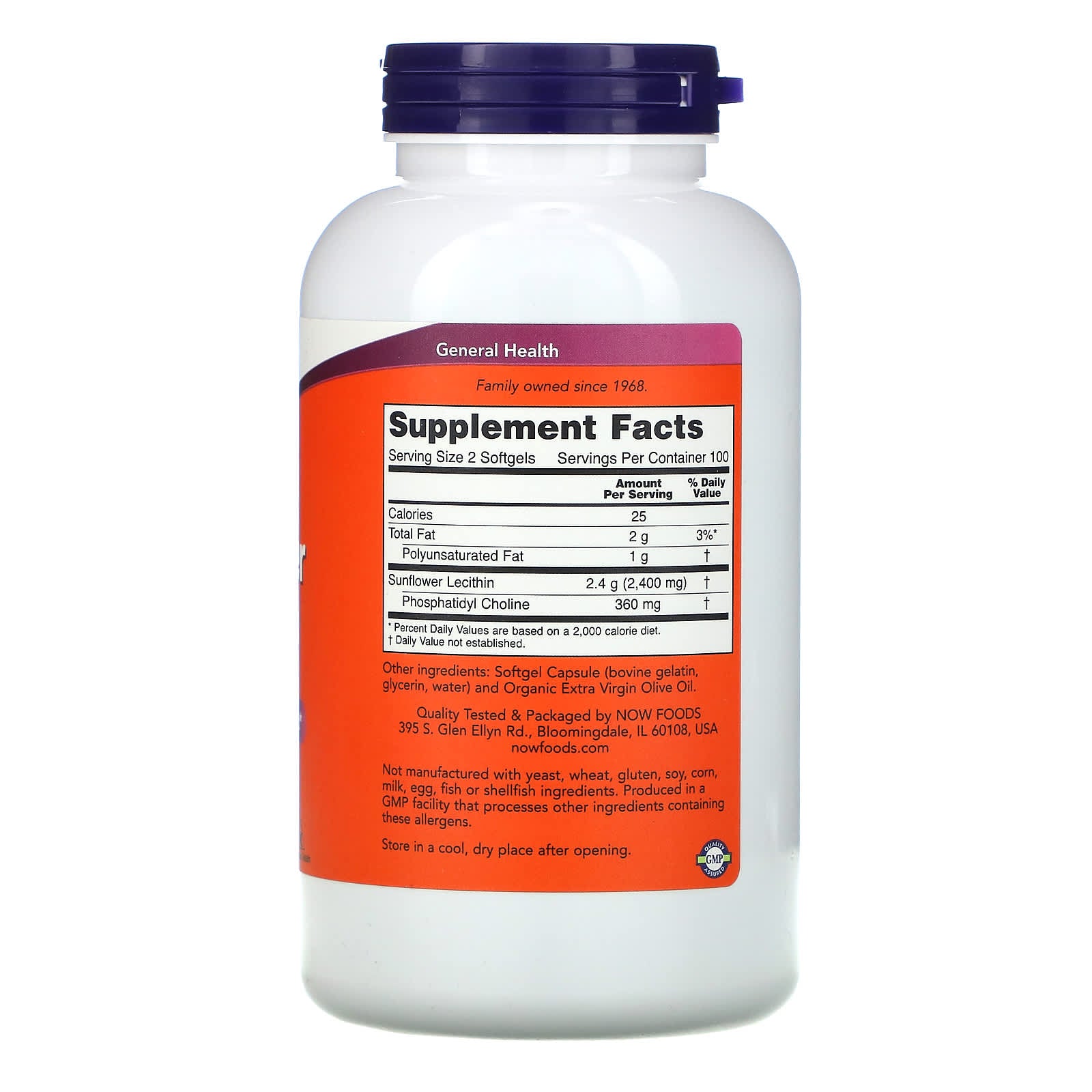 NOW Foods, Sunflower Lecithin, 1,200 mg, 200 Softgels - Image 2