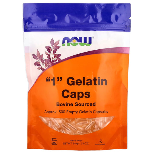 NOW Foods, "1" Gelatin Caps, Approx. 500 Empty Gelatin Capsules, 1.34 oz (38 g) - Image 1