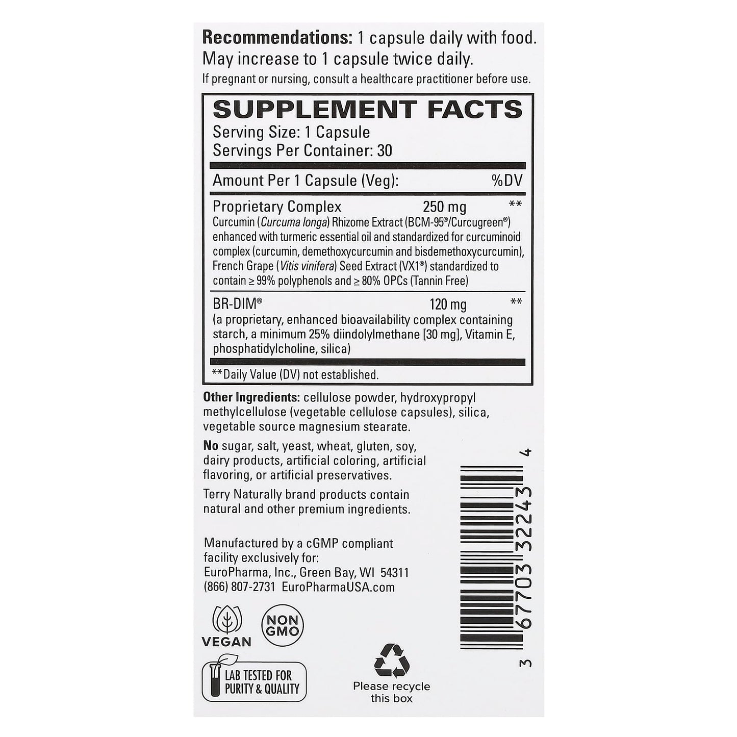 Terry Naturally, Dim Complex With BCM-95 Curcumin, 30 Capsules - Image 2