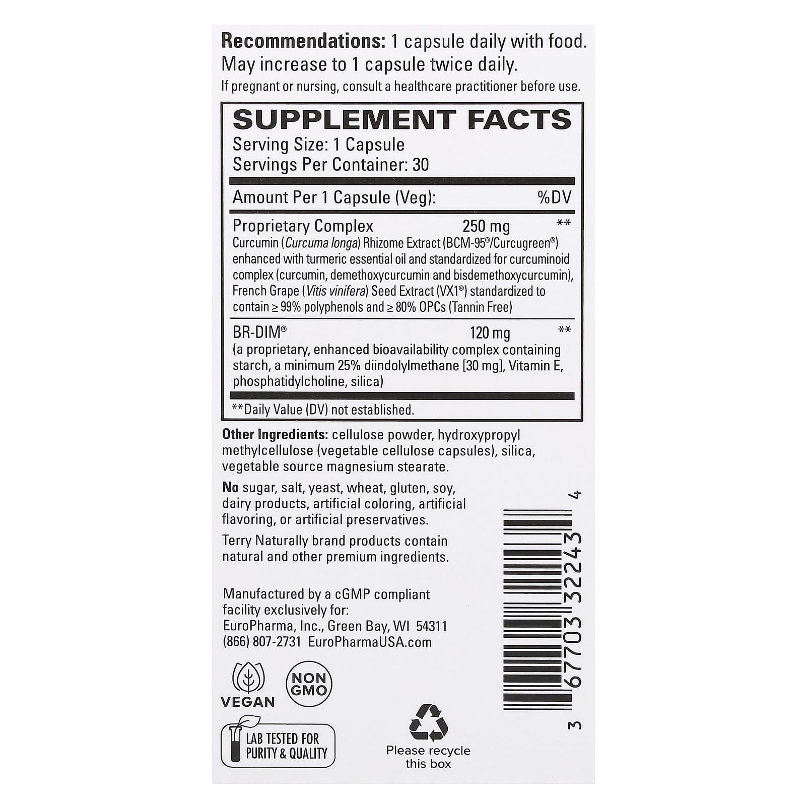 Terry Naturally, Dim Complex With BCM-95 Curcumin, 30 Capsules - Image 2