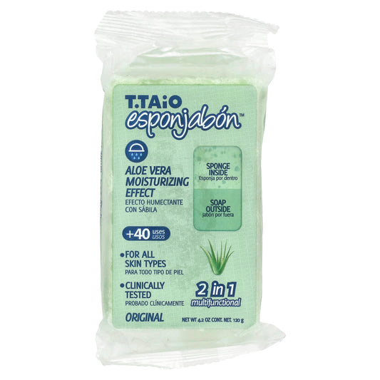 T. Taio, Soap Bar With Sponge Inside, Original Aloe Vera, 4.2 oz (120 g) - Image 1