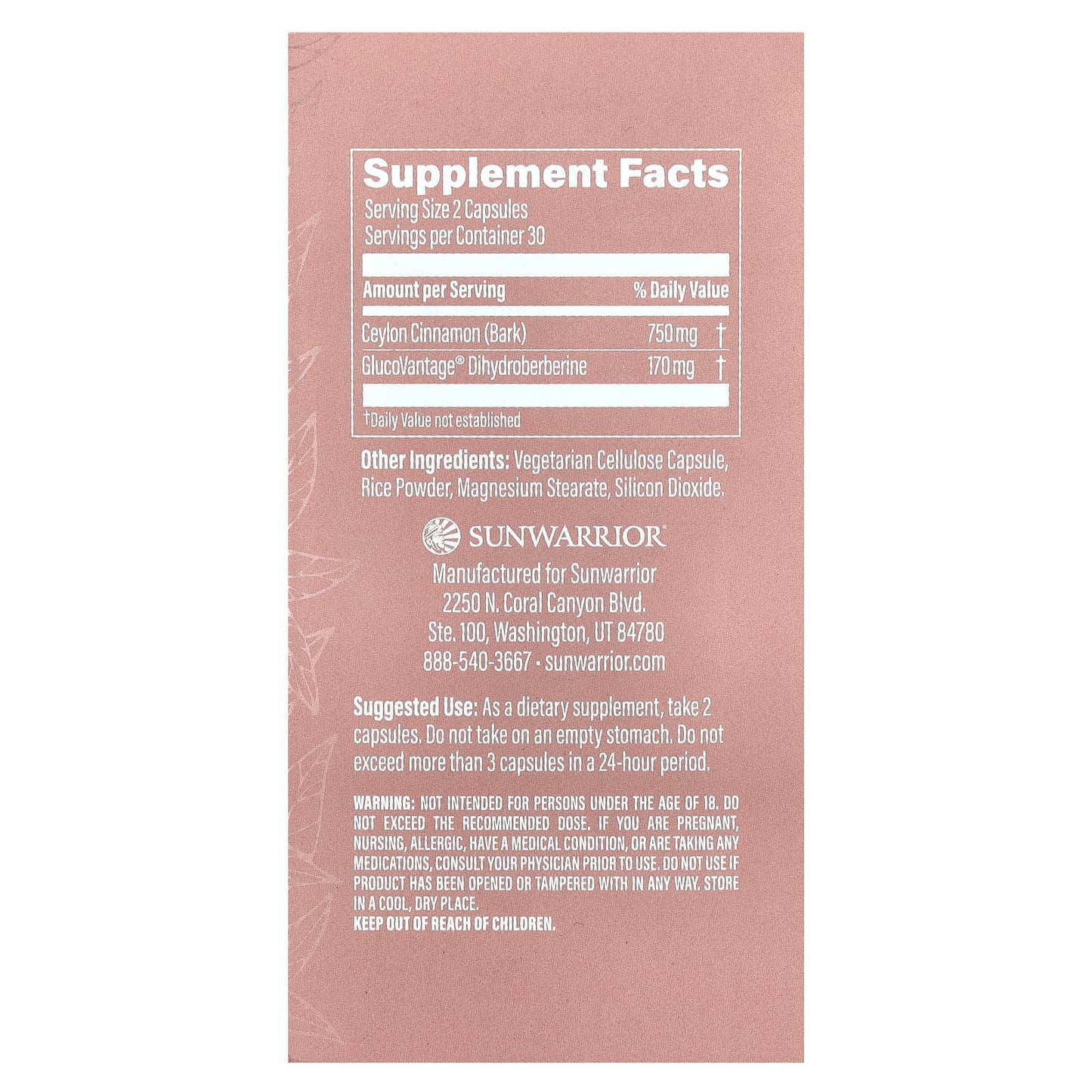 Sunwarrior, Shape, Dihydro Berberine + Ceylon Cinnamon, 60 Vegan Capsules - Image 2