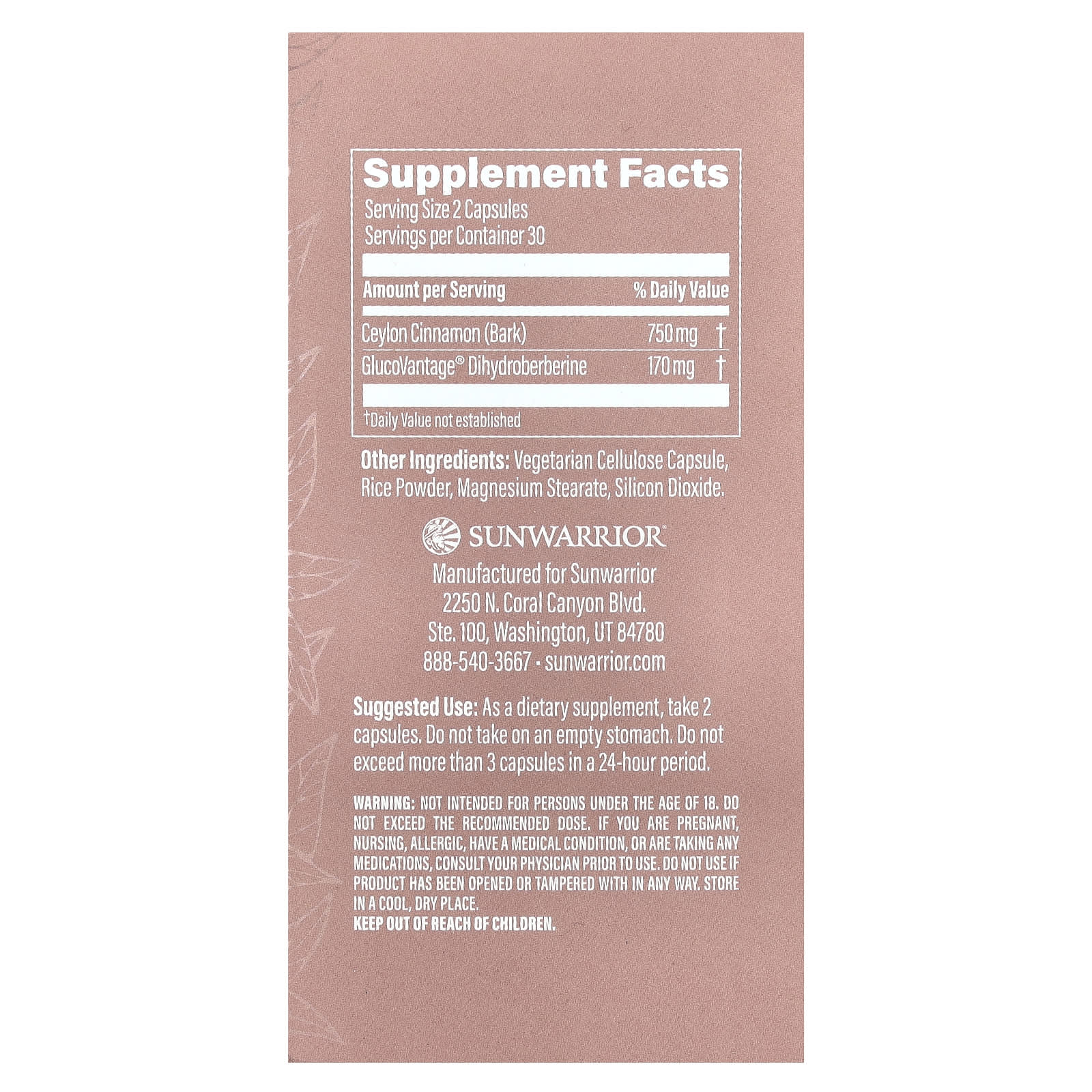 Sunwarrior, Shape, Dihydro Berberine + Ceylon Cinnamon, 60 Vegan Capsules - Image 2