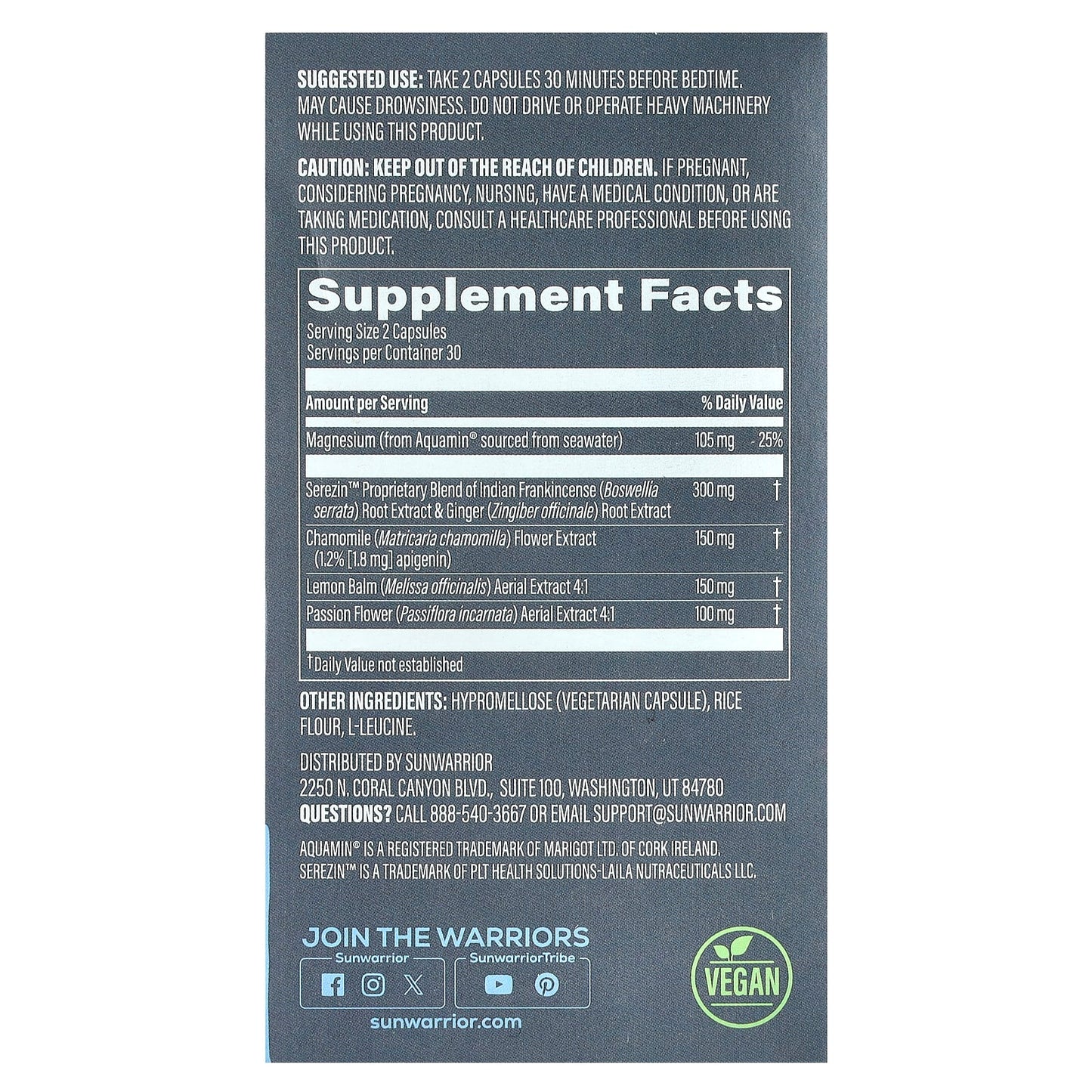 Sunwarrior, Nighttime Sleep & Restore, 60 Vegan Capsules - Image 2