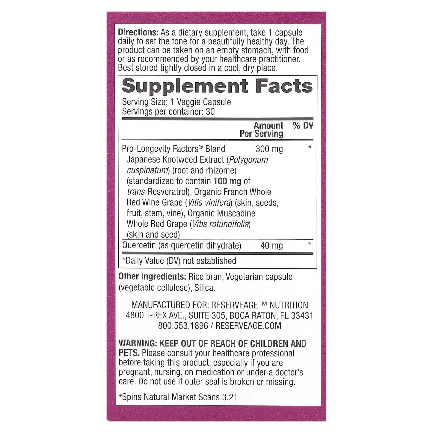 Reserveage Beauty, Resveratrol, 30 Veggie Capsules - Image 2