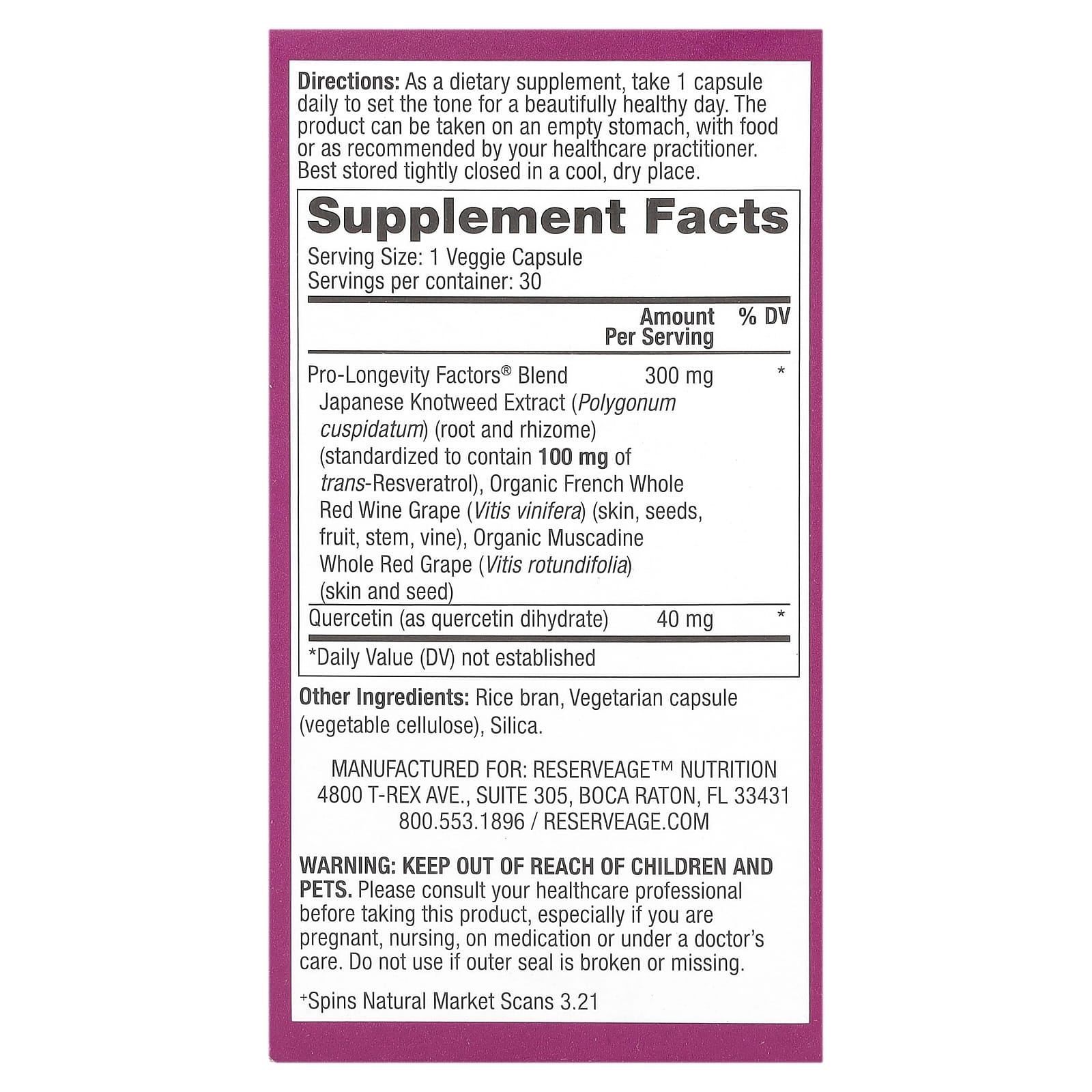 Reserveage Beauty, Resveratrol, 30 Veggie Capsules - Image 2