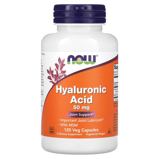 NOW Foods, Hyaluronic Acid With MSM, 50 mg, 120 Veg Capsules - Image 1