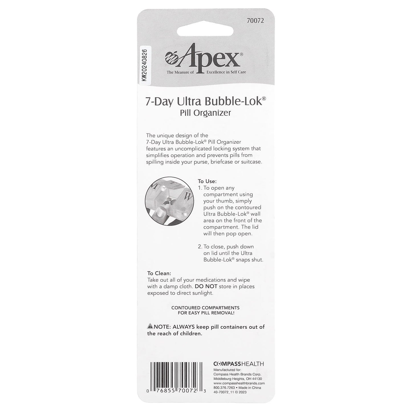 Apex 7-Day Ultra Bubble-Lok Pill Organizer for Easy Medication Management - Image 2