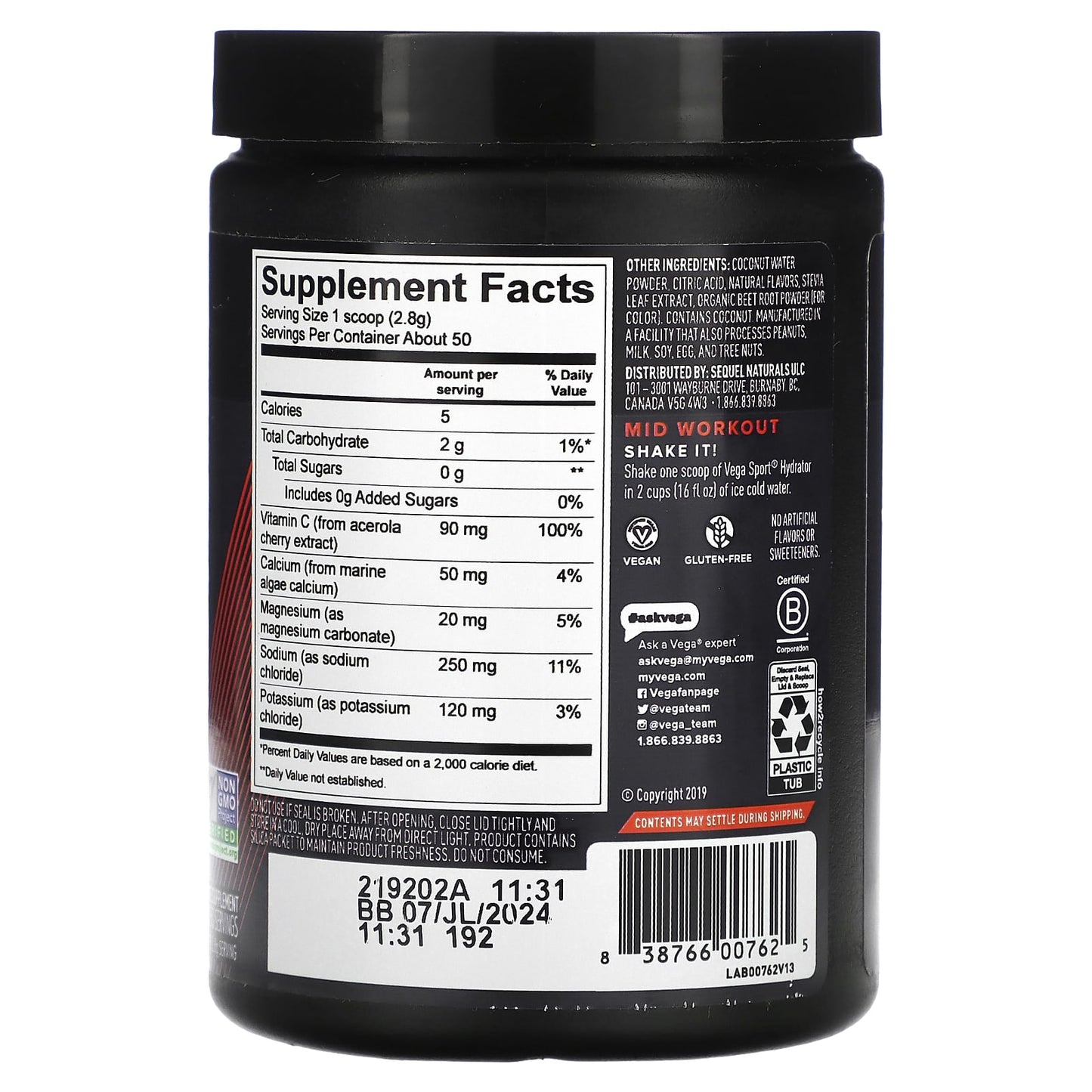 Vega, Sport, Plant-Based Hydrator, Berry, 5 oz (142 g) - Image 2