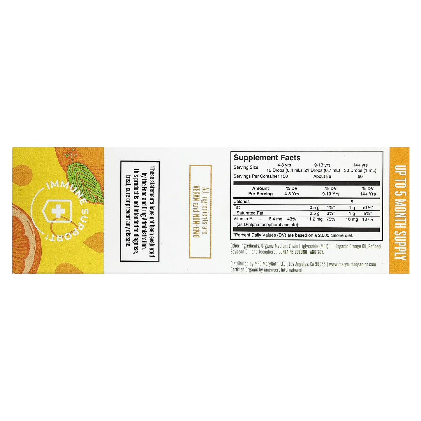 MaryRuth's, Organic Vitamin E Liquid Drops, Orange, 6.4 mg, 2 fl oz (60 ml) - Image 2