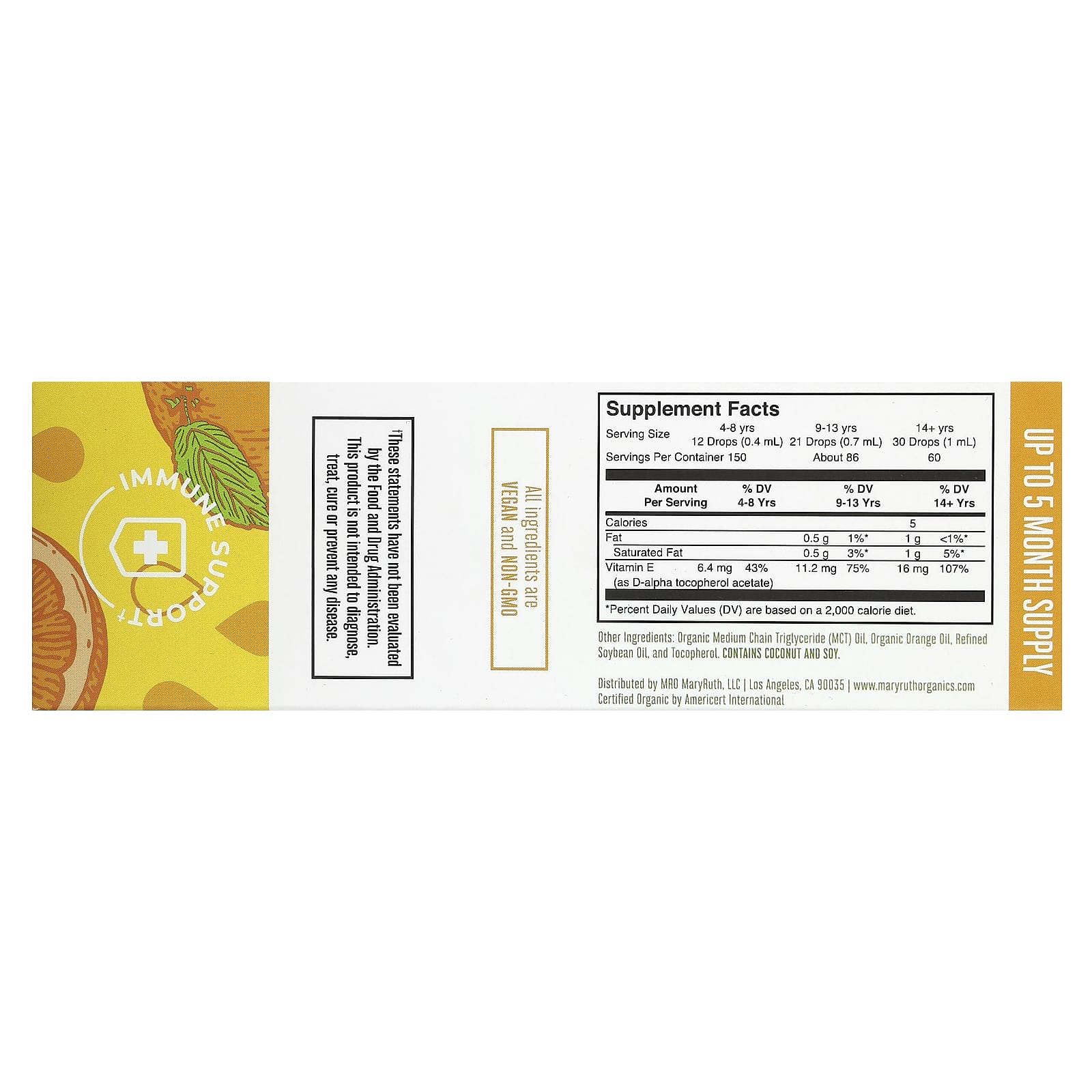 MaryRuth's, Organic Vitamin E Liquid Drops, Orange, 6.4 mg, 2 fl oz (60 ml) - Image 2
