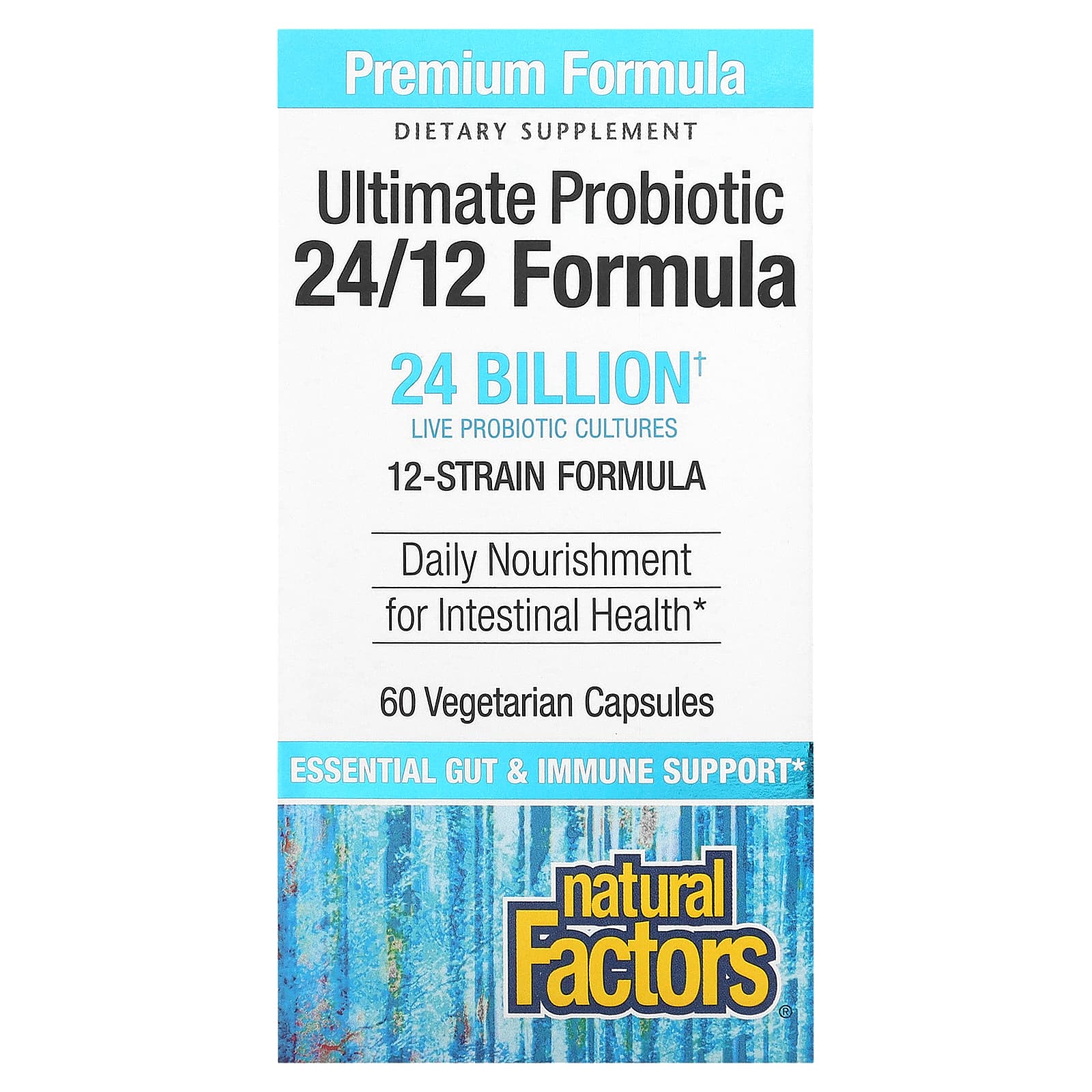 Natural Factors, Ultimate Probiotic, 24/12 Formula, 24 Billion, 60 Vegetarian Capsules - Image 1
