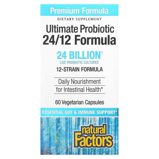 Natural Factors, Ultimate Probiotic, 24/12 Formula, 24 Billion, 60 Vegetarian Capsules - Image 1