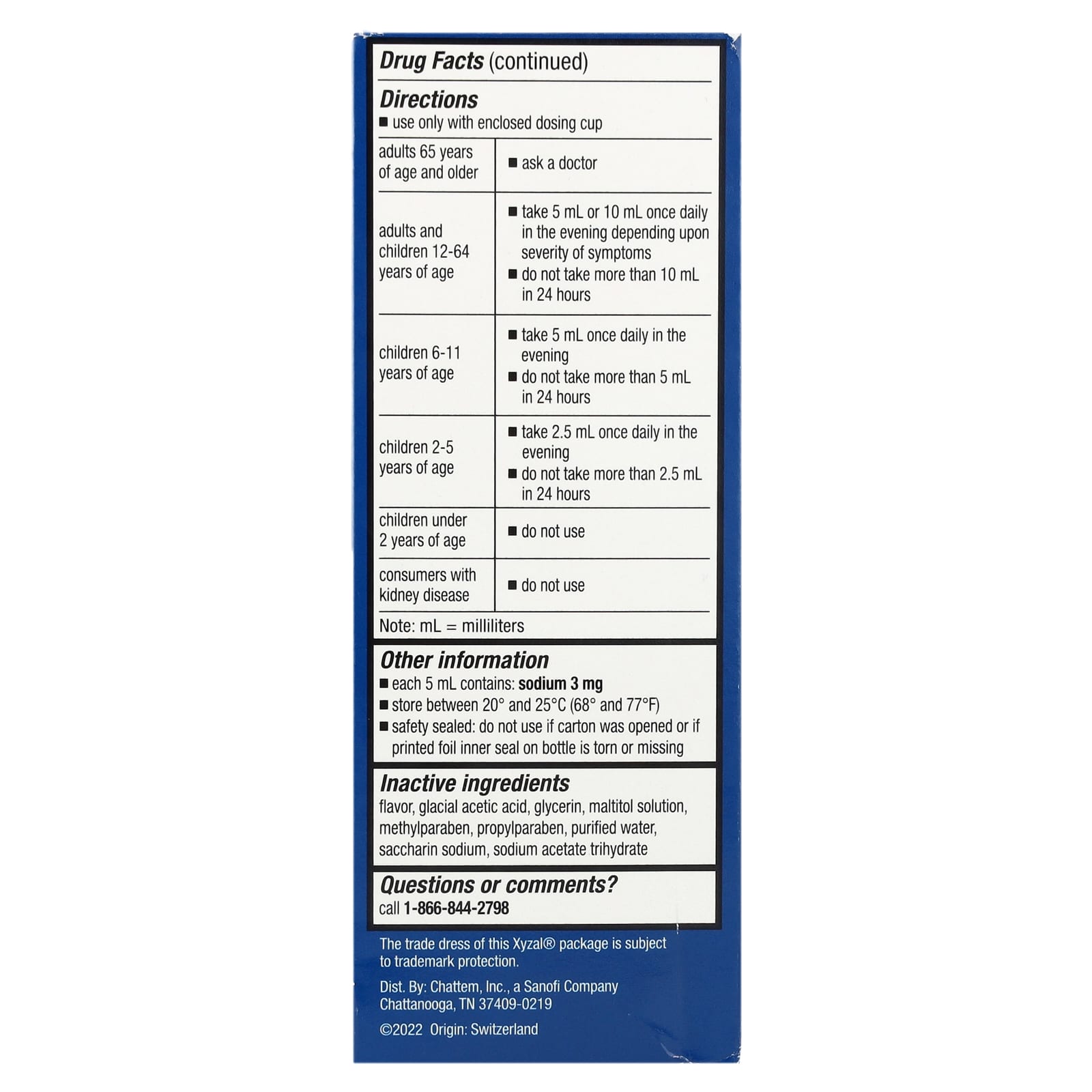 Xyzal, Children's Allergy 24 HR, Ages 2 Years & Older, Grape, 2.5 mg, 5 fl oz (148 ml) - Image 2