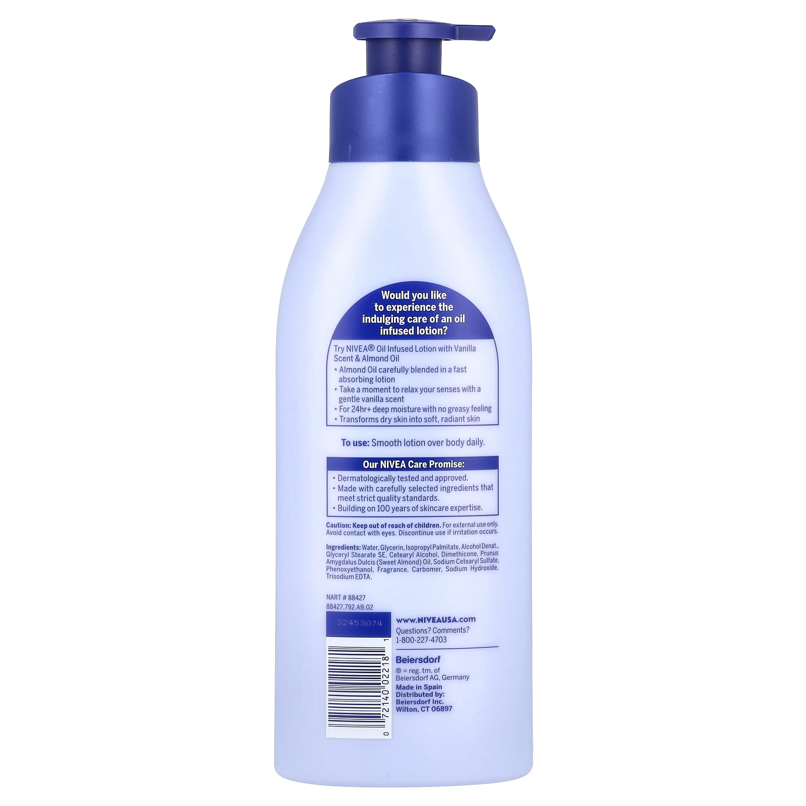 Nivea, Oil Infused Lotion, Vanilla & Almond Oil, 16.9 fl oz (500 ml) - Image 2
