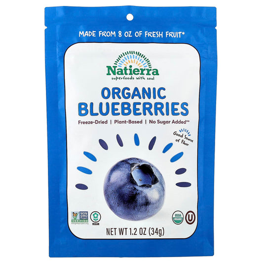 Natierra, Organic Freeze-Dried Blueberries, 1.2 oz (34 g) - Image 1