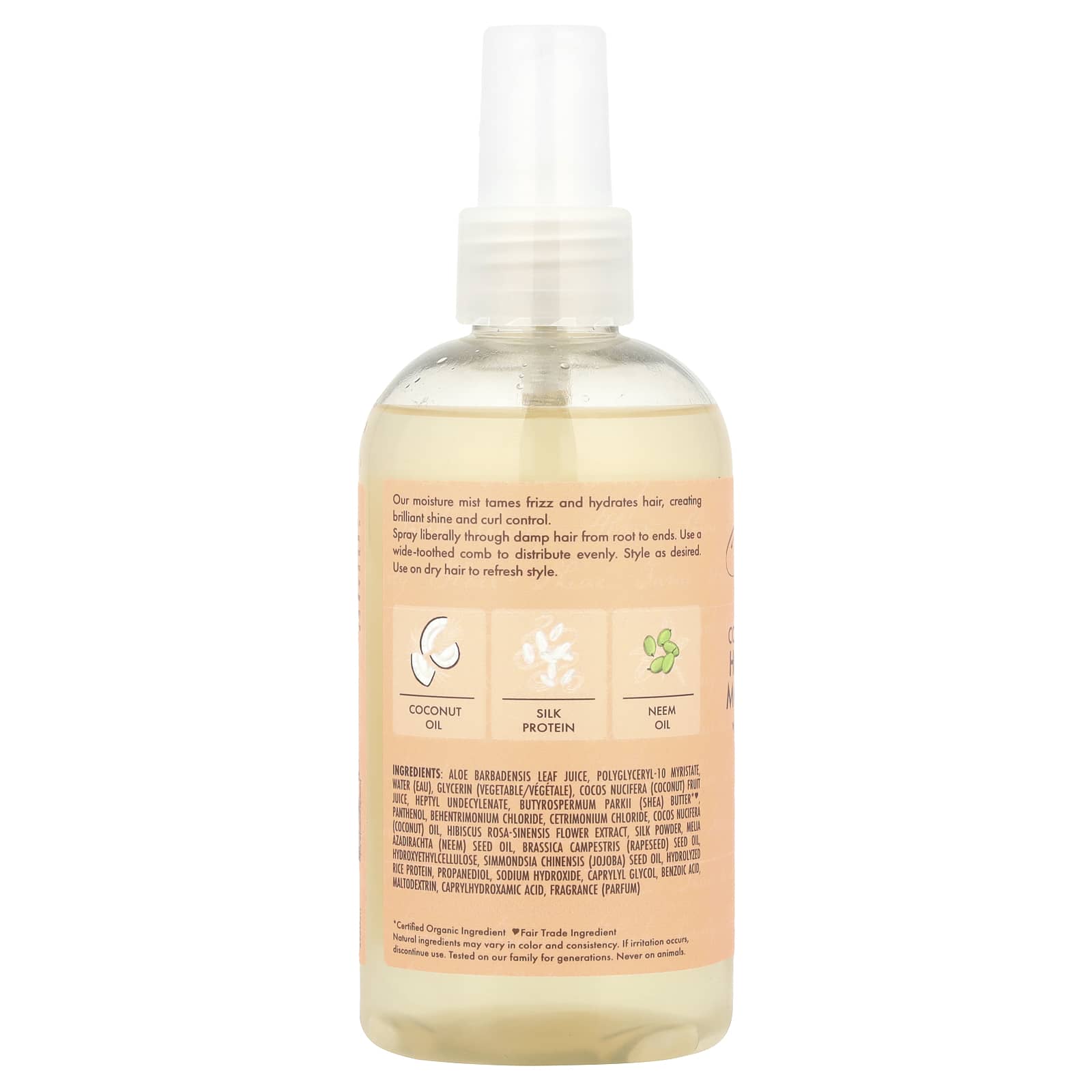 SheaMoisture, Hold & Shine Moisture Mist with Silk Protein & Neem Oil, Coconut & Hibiscus , 8 fl oz (237 ml) - Image 2