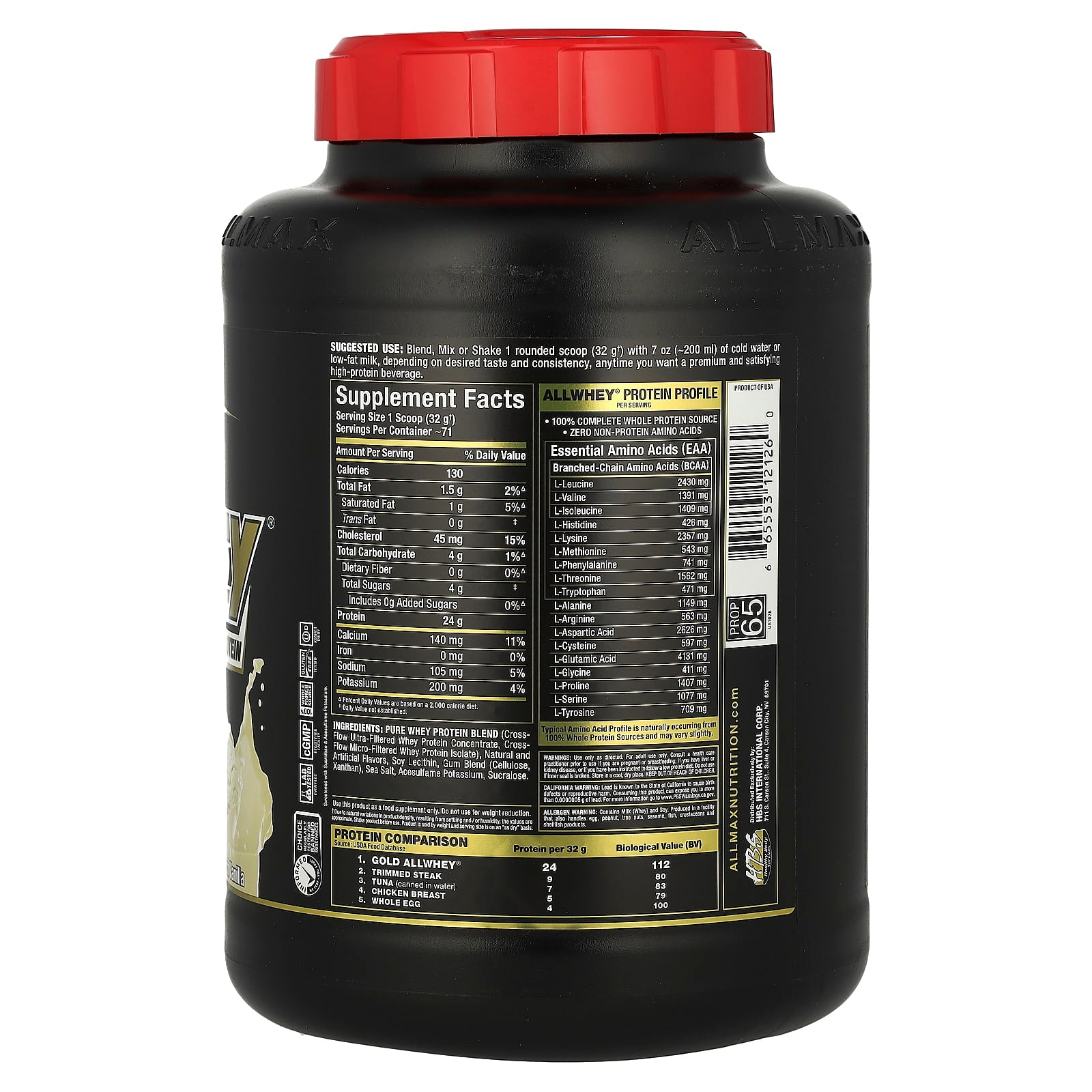 ALLMAX Premium Whey Protein, French Vanilla, 5 lbs, High-Protein Supplement - Image 2