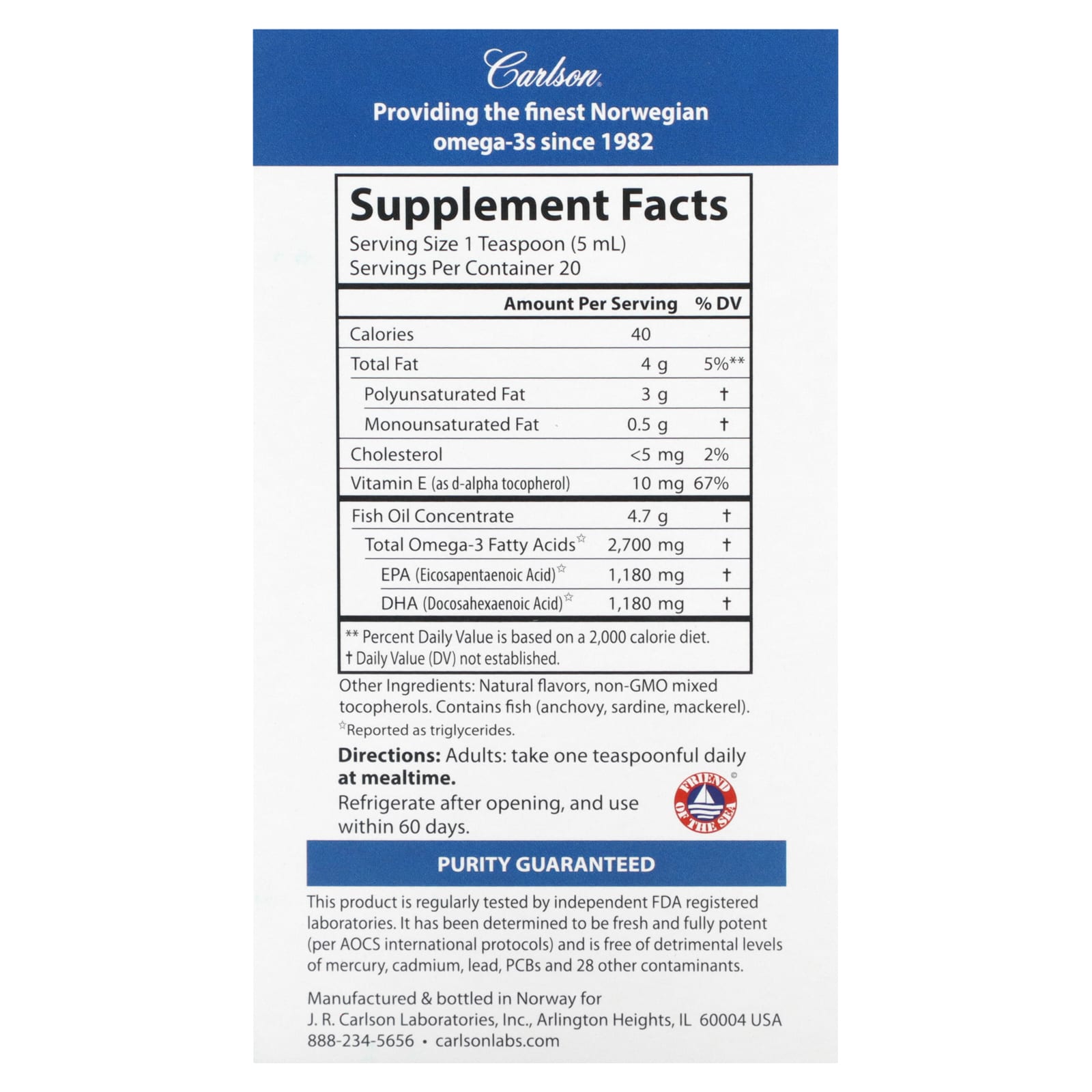 Carlson Med Omega, Lemon-Lime, 2,700 mg Omega-3 Fish Oil - Image 2