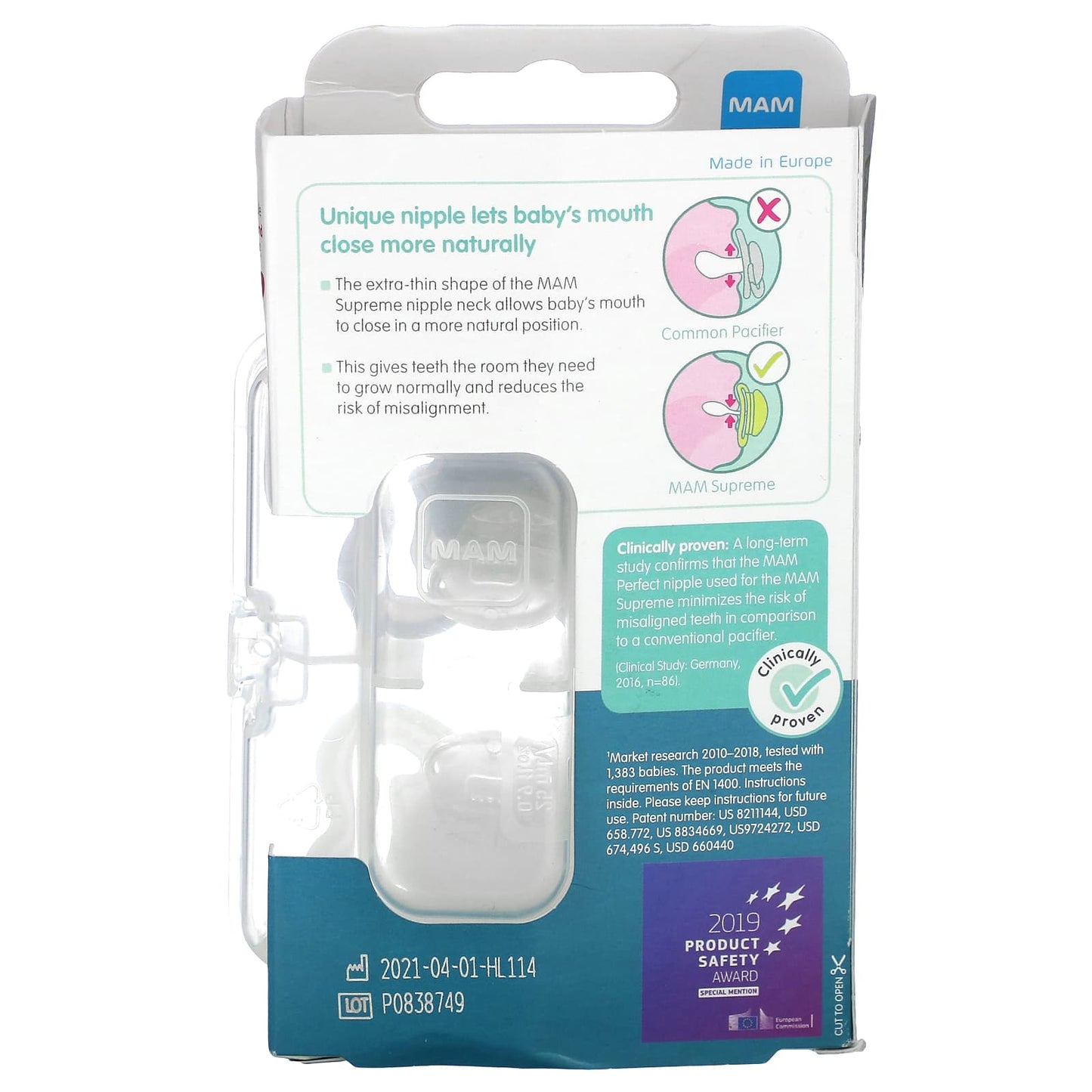 MAM, Supreme Night Pacifier, 0-6 Months, Clear, 2 Count - Image 2