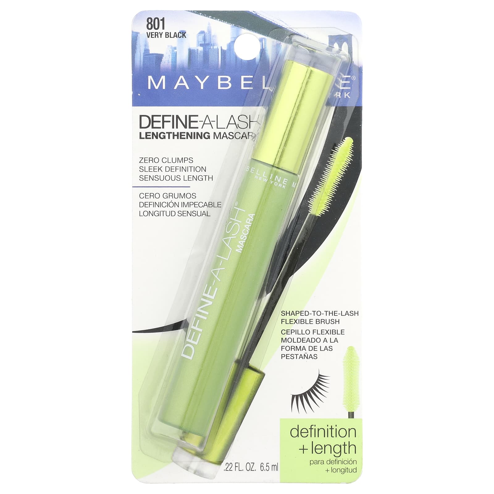 Maybelline, Define-A-Lash, Lengthening Mascara, 801 Very Black, 0.22 fl oz (6.5 ml) - Image 2