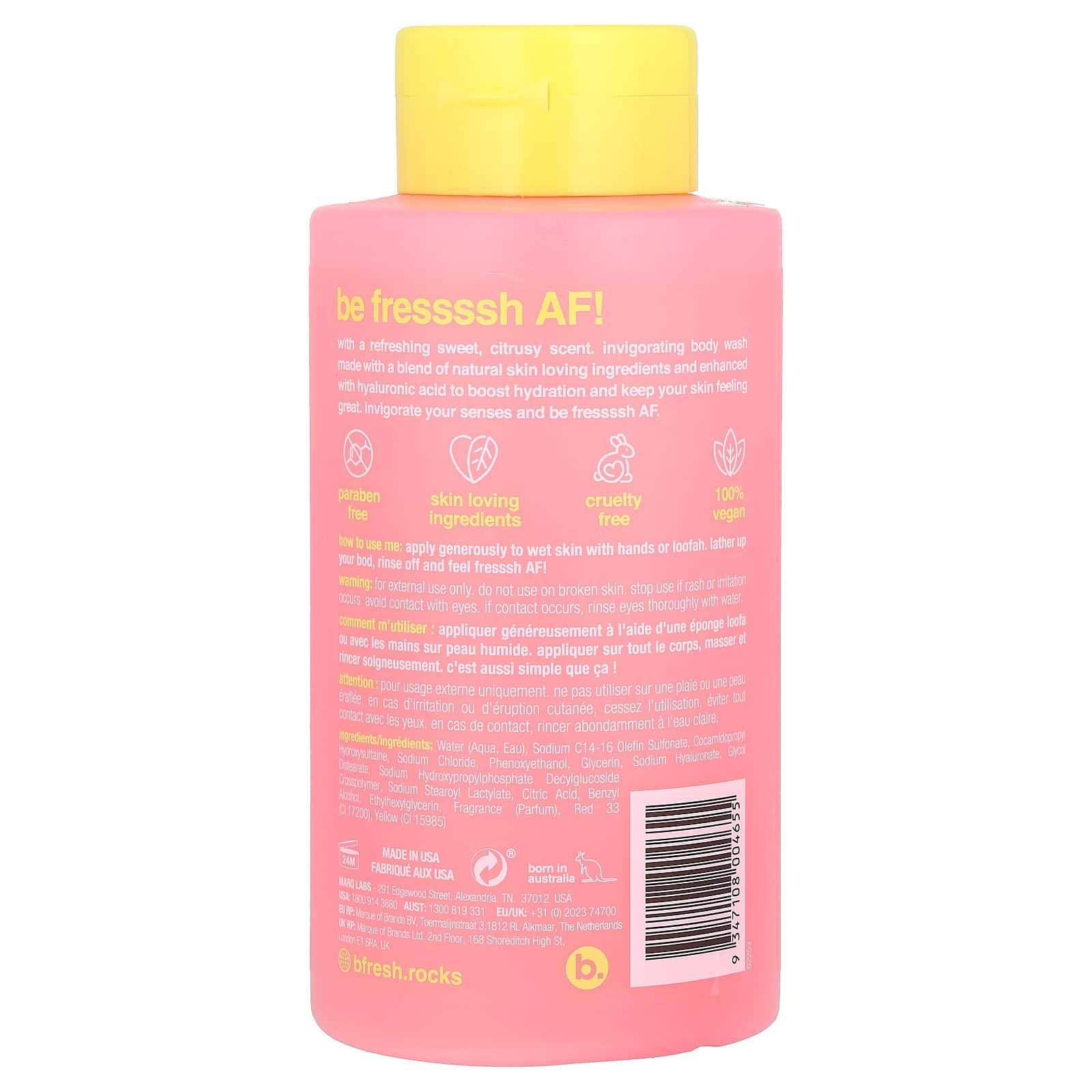 Invigorating Grapefruit Body Wash by b.fresh, 16oz, Hydrating & Vegan - Image 2