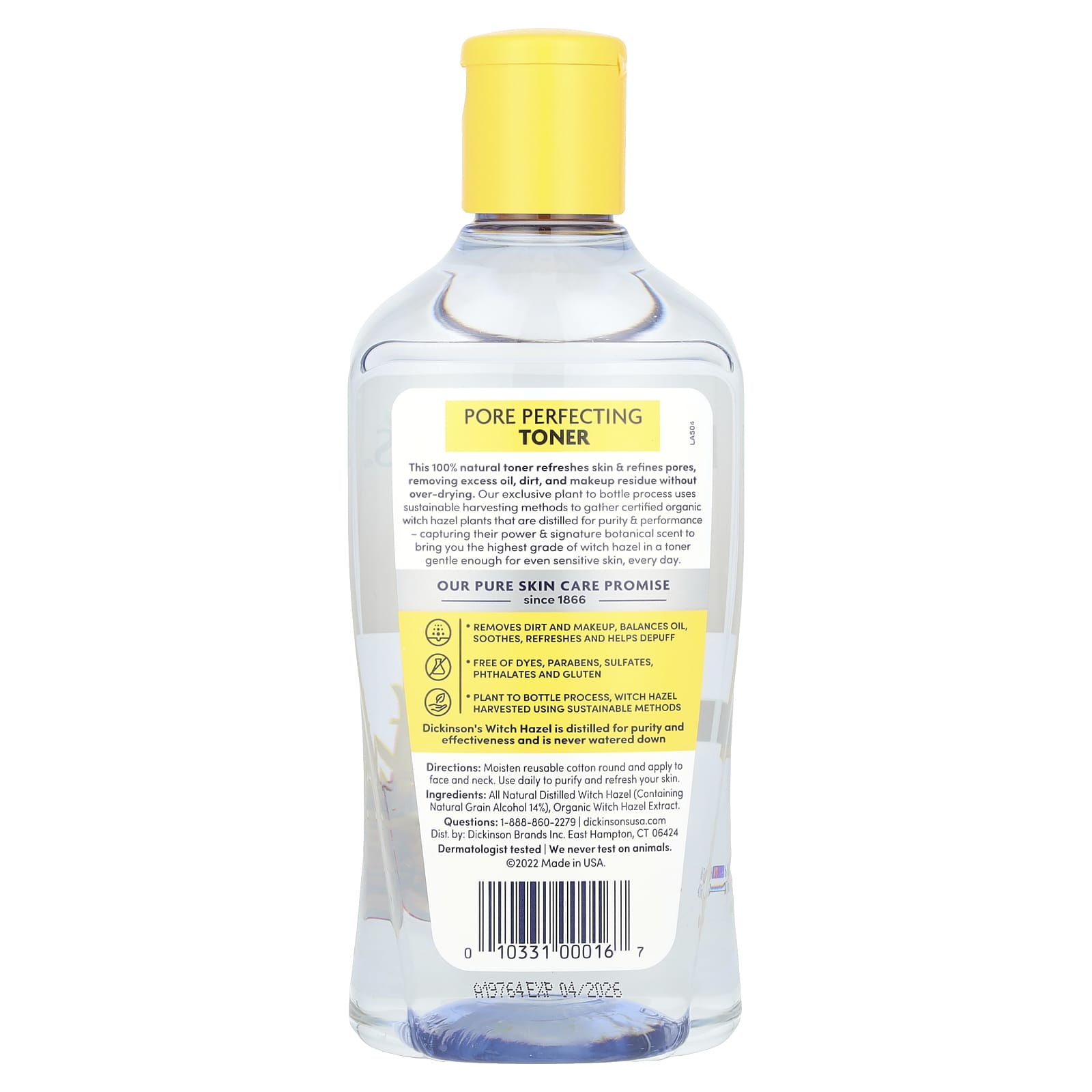 Dickinson Brands, Original Witch Hazel, Pore Perfecting Toner, Fragrance Free, 16 fl oz (473 ml) - Image 2