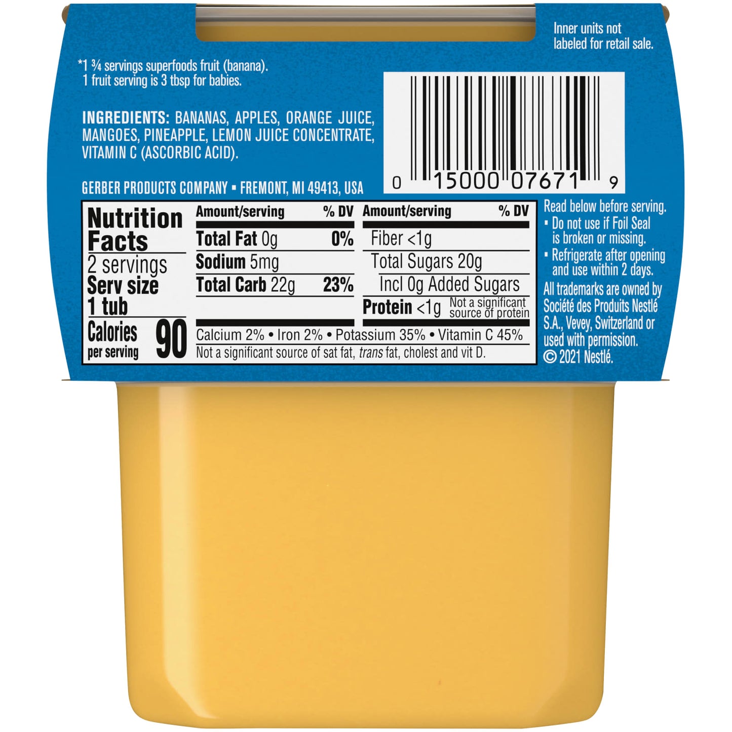 Gerber Natural 2nd Foods Banana Orange Medley Baby Food 2 Pack - Image 2