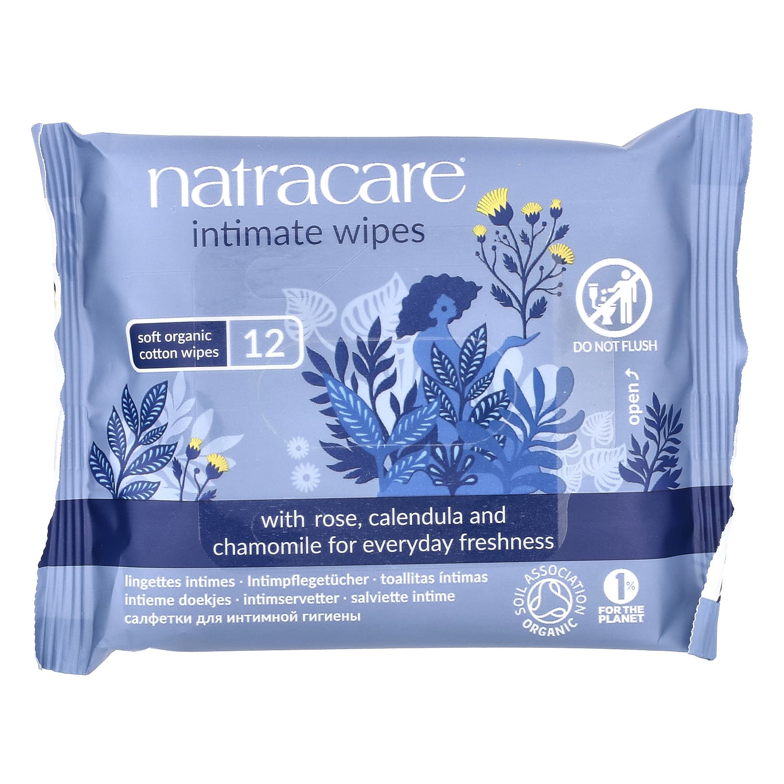 Natracare, Soft Organic Cotton Intimate Wipes, 12 Wipes - Image 1