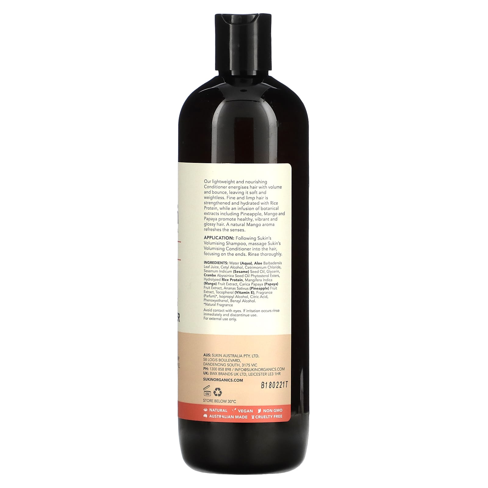 Sukin, Haircare, Volumising Conditioner, Fine and Limp Hair, 16.9 fl oz (500 ml) - Image 2