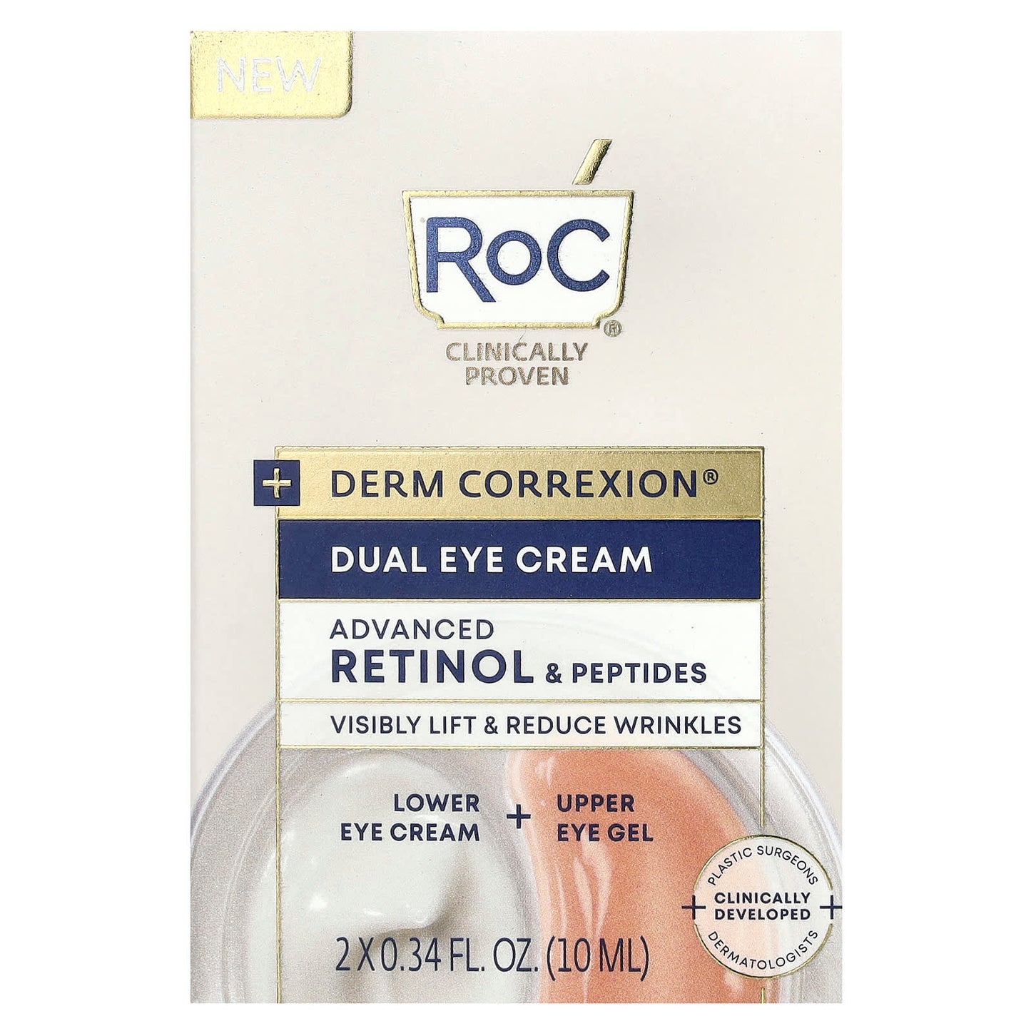 RoC, Derm Correxion®, Dual Eye Cream, Advanced Retinol & Peptides, Fragrance-Free, 0.34 fl oz (10 ml) Each - Image 2