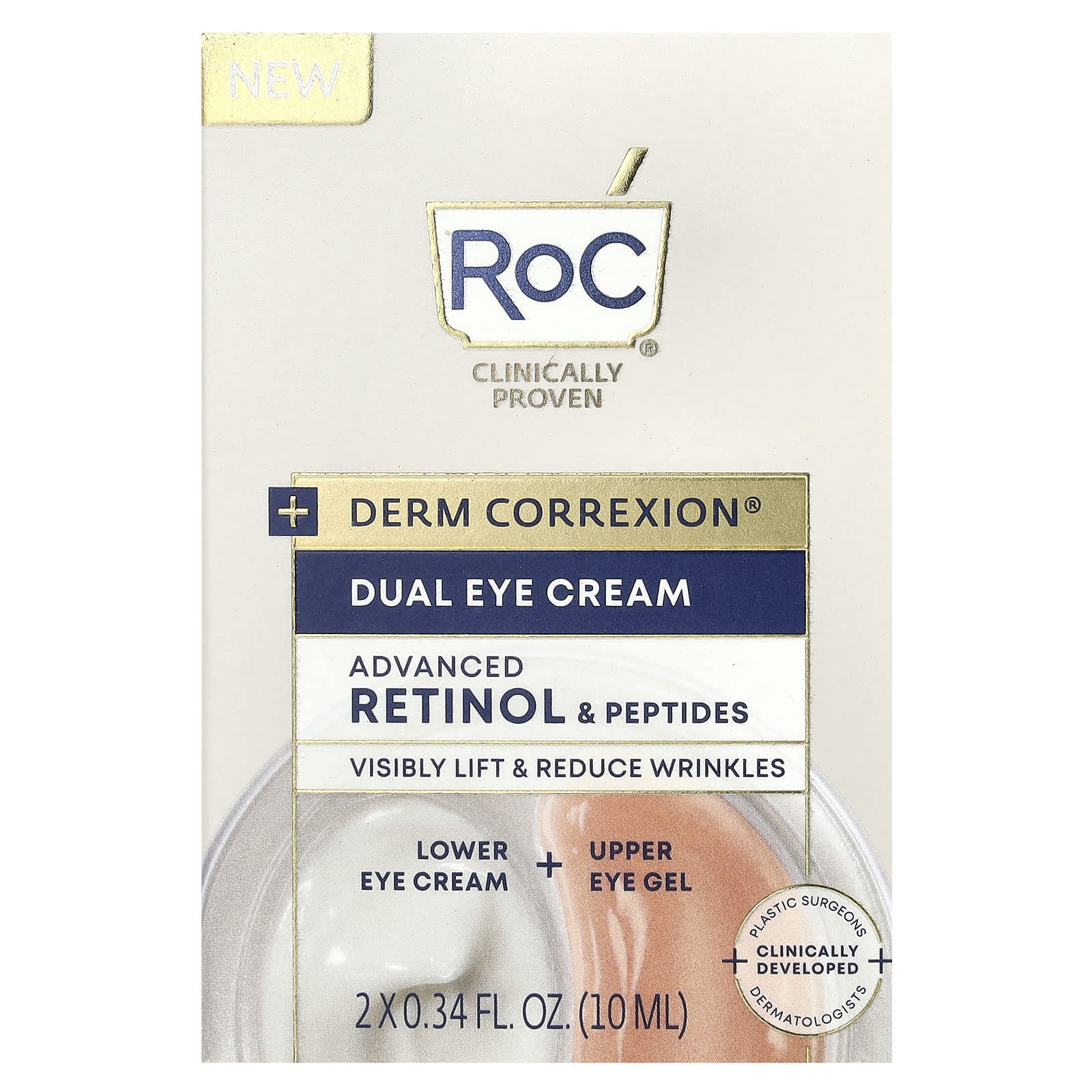 RoC, Derm Correxion®, Dual Eye Cream, Advanced Retinol & Peptides, Fragrance-Free, 0.34 fl oz (10 ml) Each - Image 2