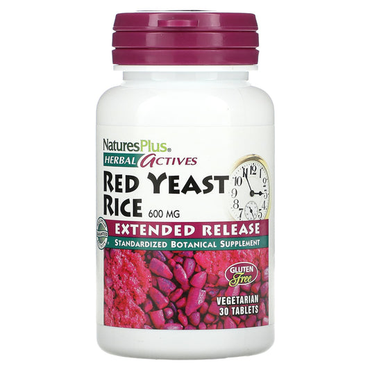NaturesPlus, Herbal Actives, Red Yeast Rice, 600 mg, 30 Tablets - Image 1