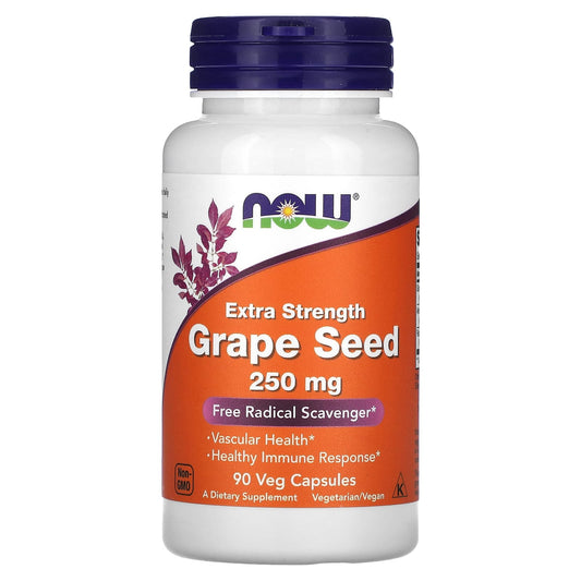 NOW Foods, Grape Seed, Extra Strength , 250 mg, 90 Veg Capsules - Image 1
