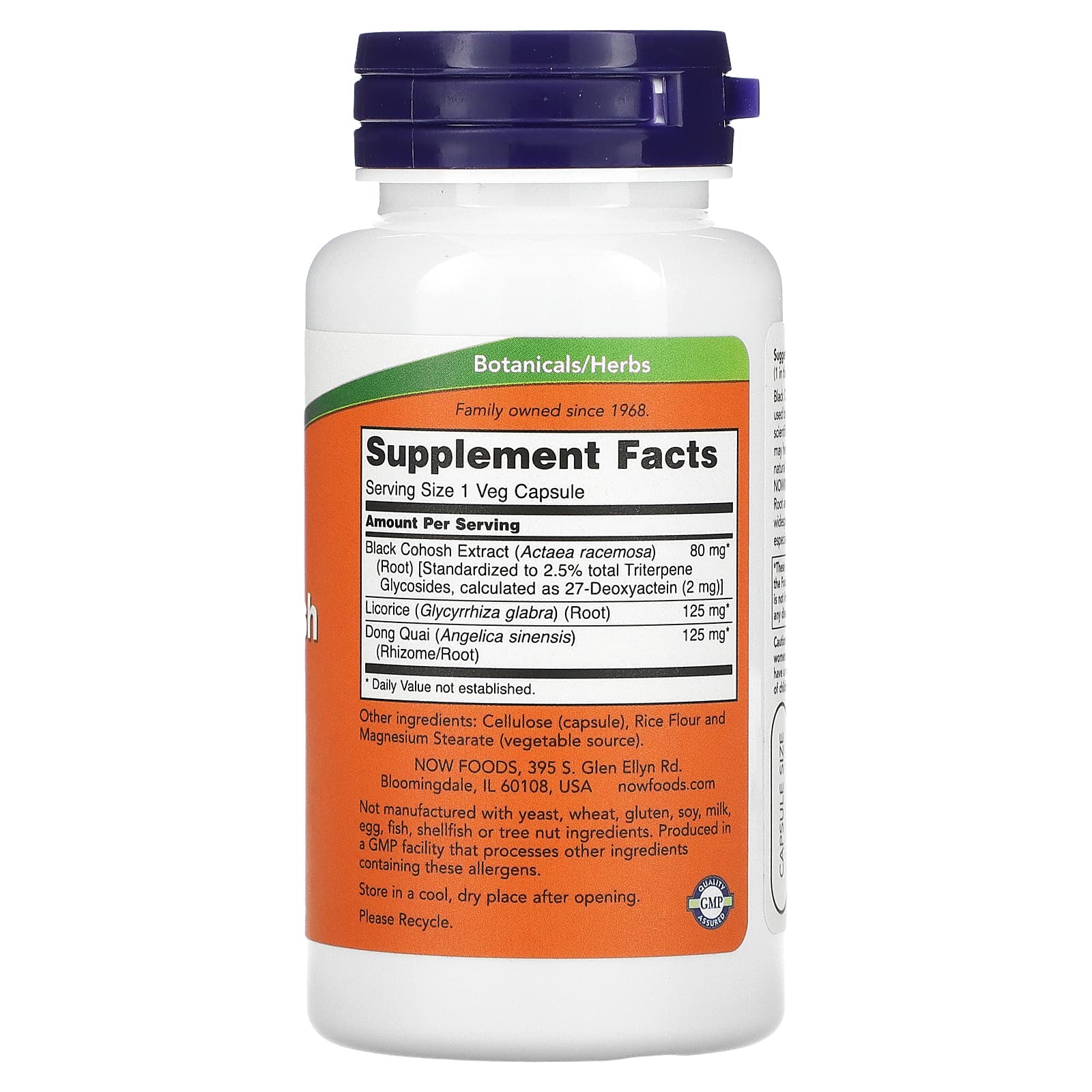 NOW Foods, Black Cohosh Root, 80 mg, 90 Veg Capsules - Image 2