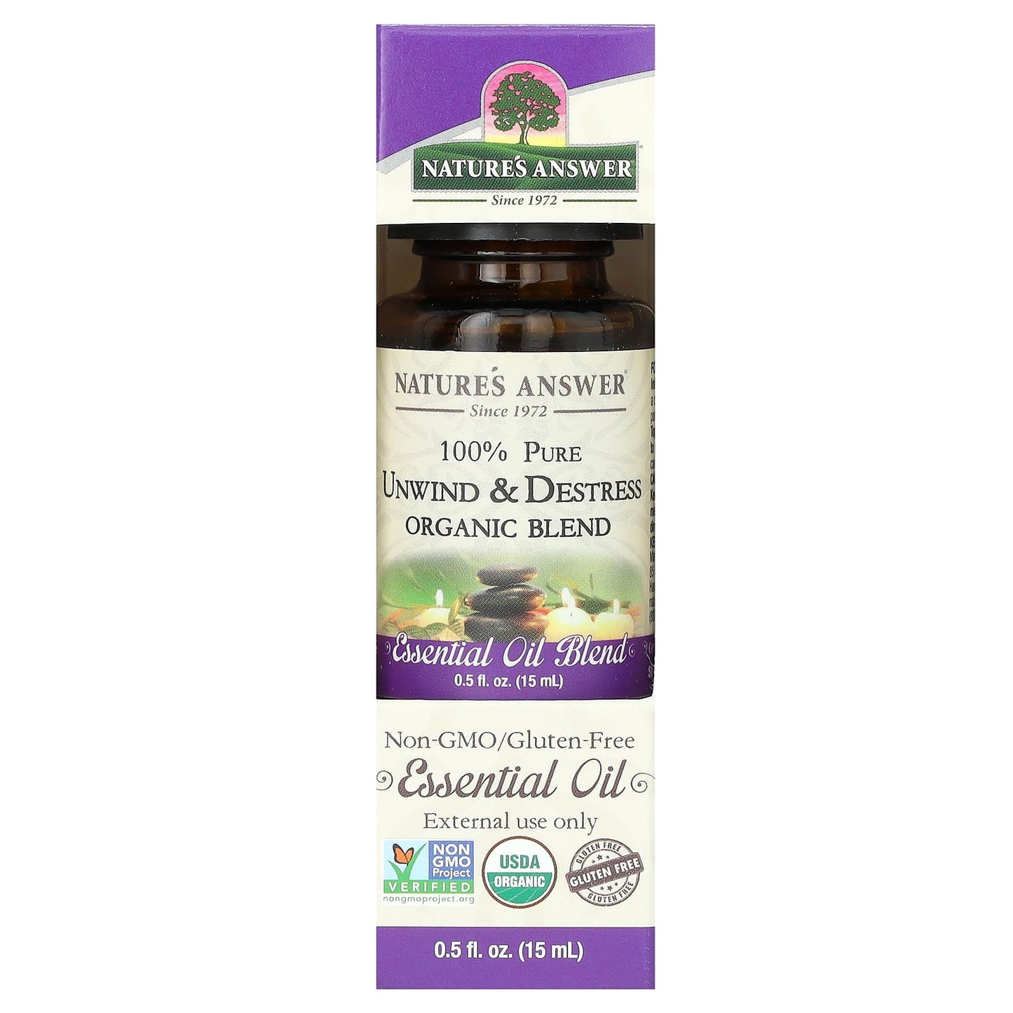 Nature's Answer, 100% Pure Organic Essential Oil Blend, Unwind & Destress, 0.5 fl oz (15 ml) - Image 2