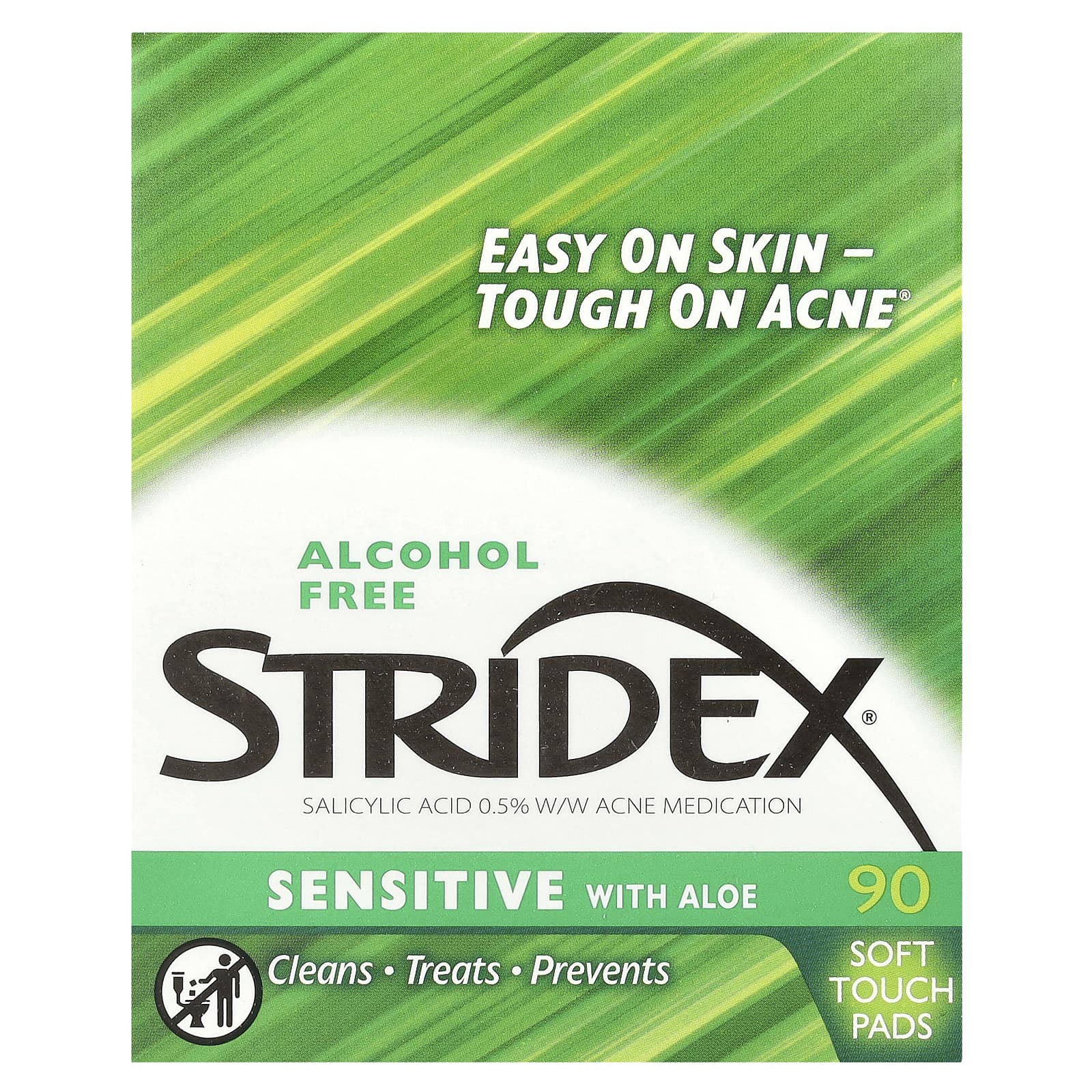 Stridex, Sensitive with Aloe, Alcohol Free, 90 Soft Touch Pads - Image 2