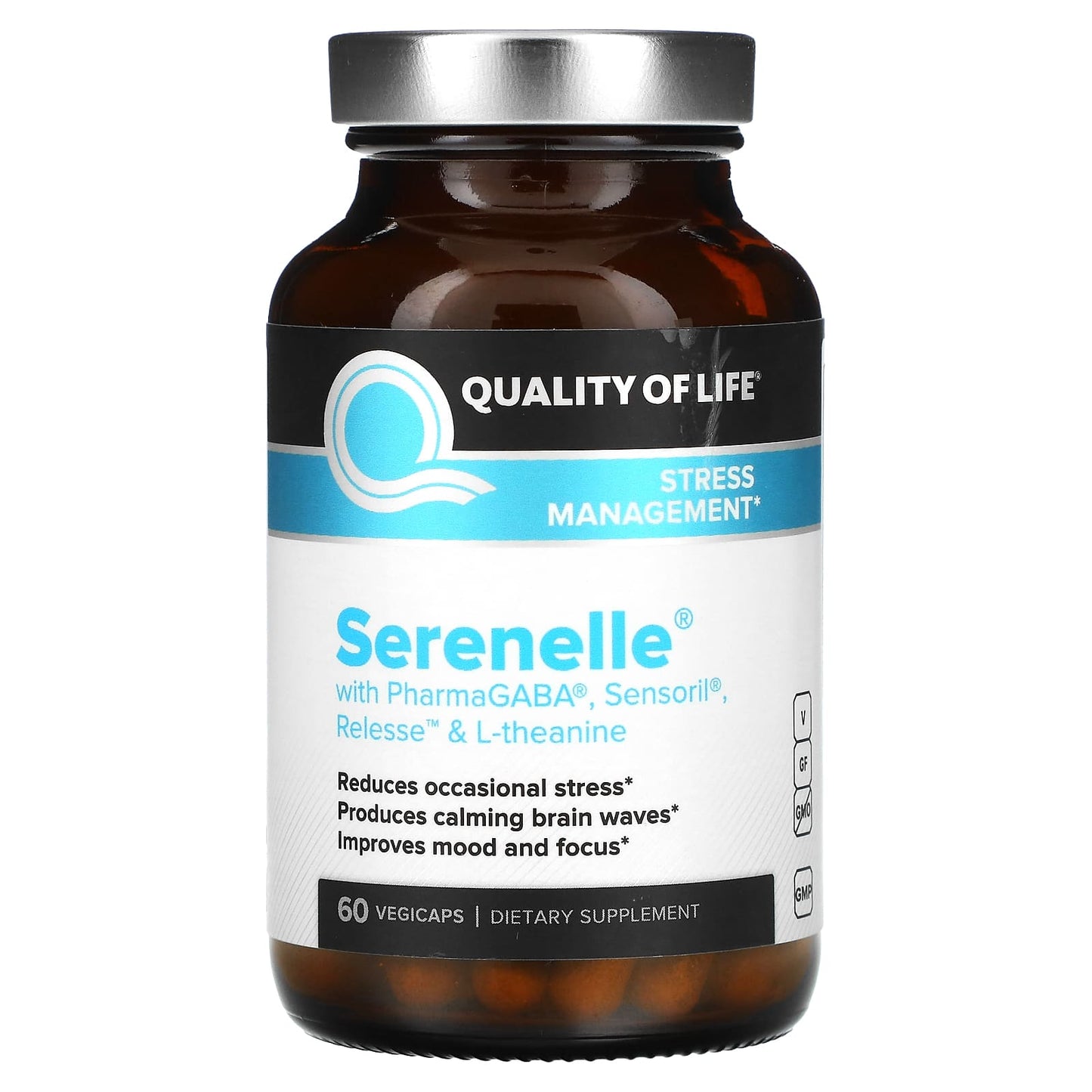 Quality of Life, Serenelle, Stress Management, 60 VegiCaps - Image 1