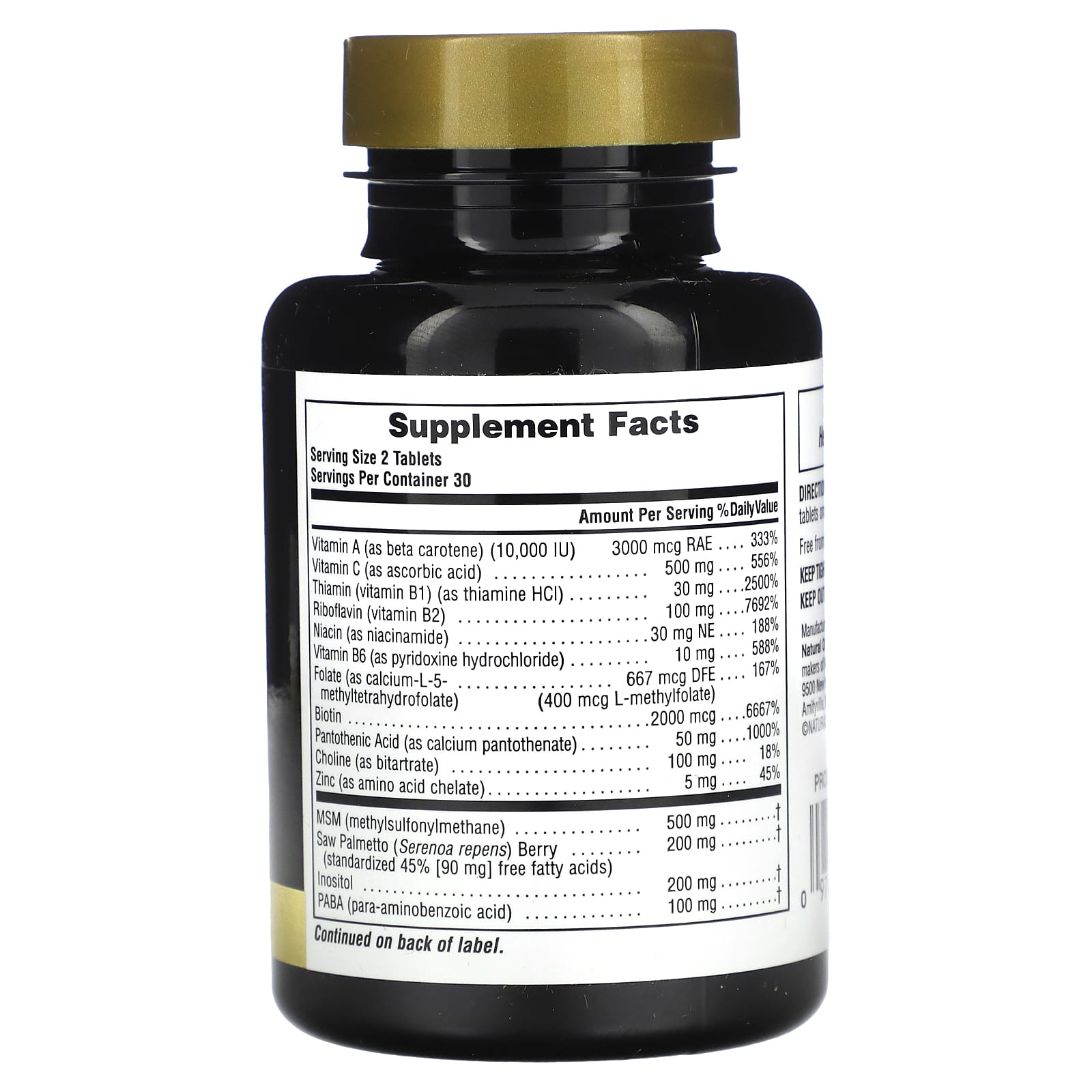 NaturesPlus, Men's Ultra Hair Plus, With MSM and Select Botanical Extracts, 60 Tablets - Image 2