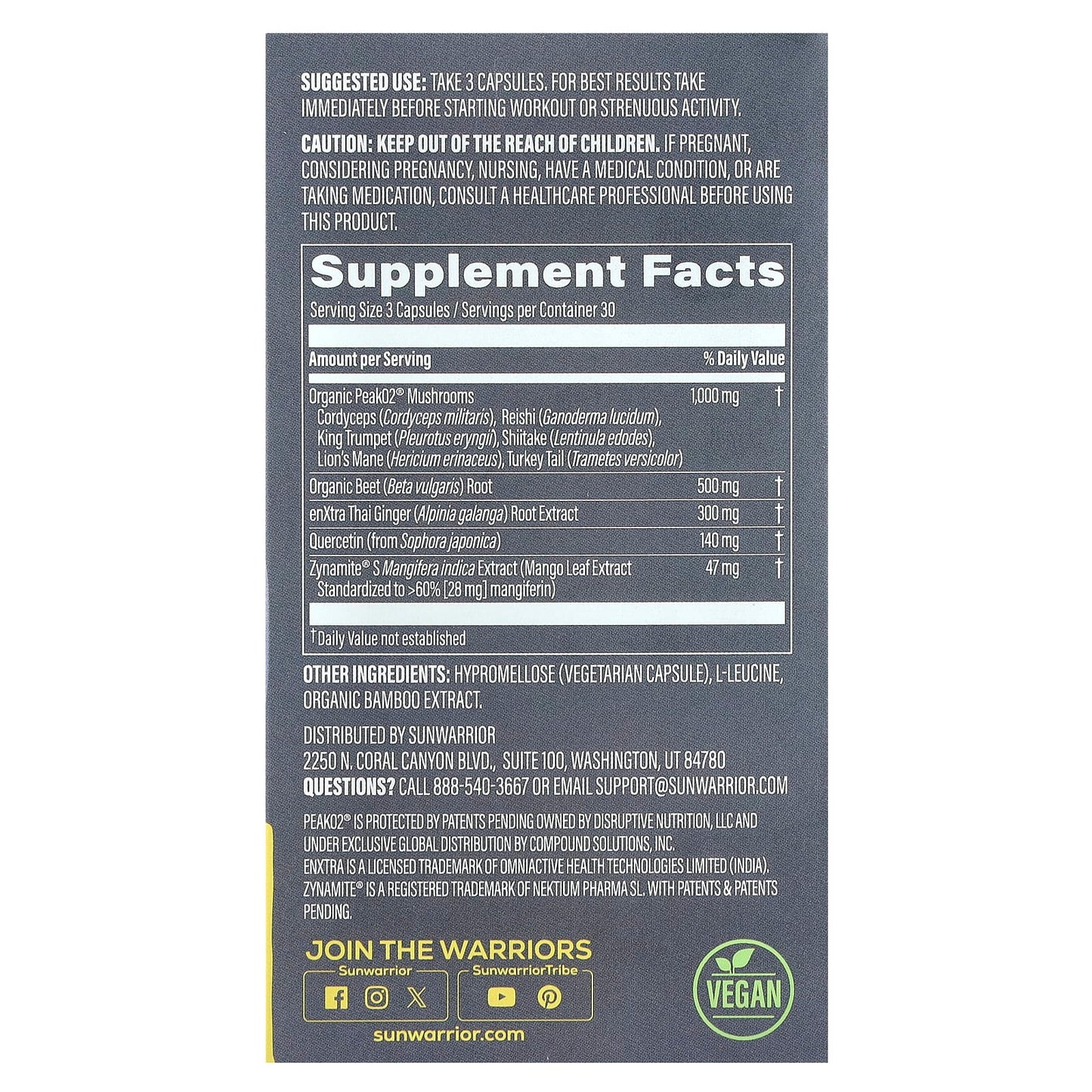 Sunwarrior, Pre-Workout, Energy & Stamina, 90 Vegan Capsules - Image 2