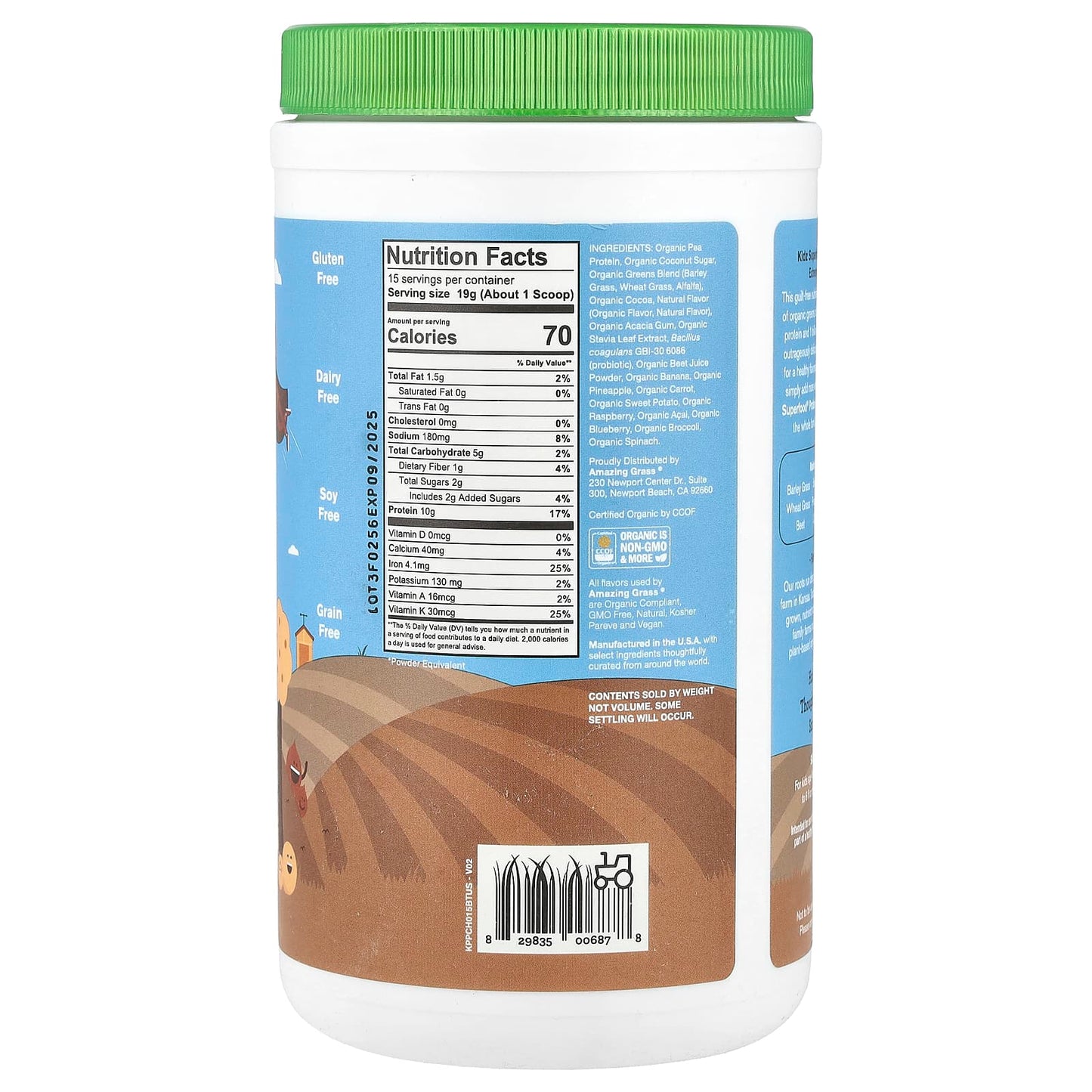 Amazing Grass Kidz Superfood Protein + Probiotics Powder, 10 oz - Image 2