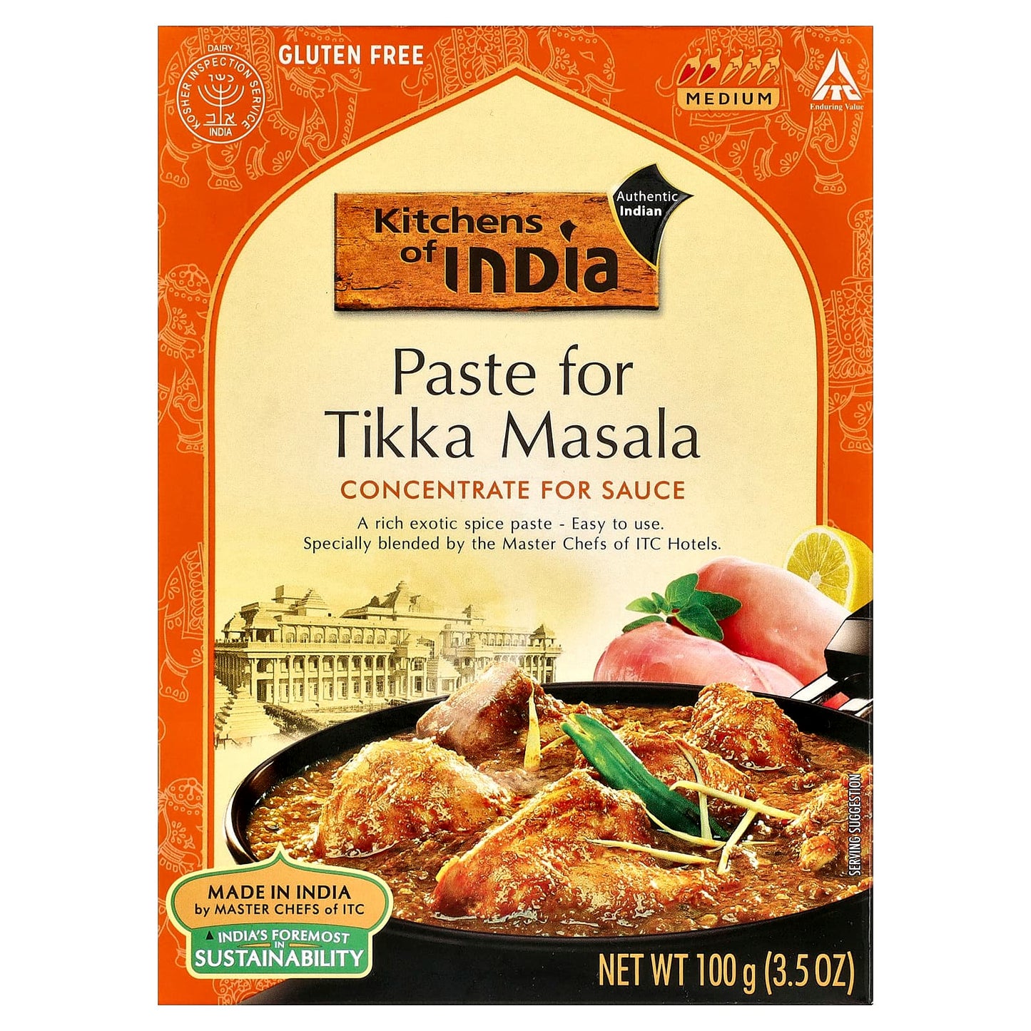 Kitchens of India, Paste For Tikka Masala, Concentrate For Sauce, Medium, 3.5 oz (100 g) - Image 1