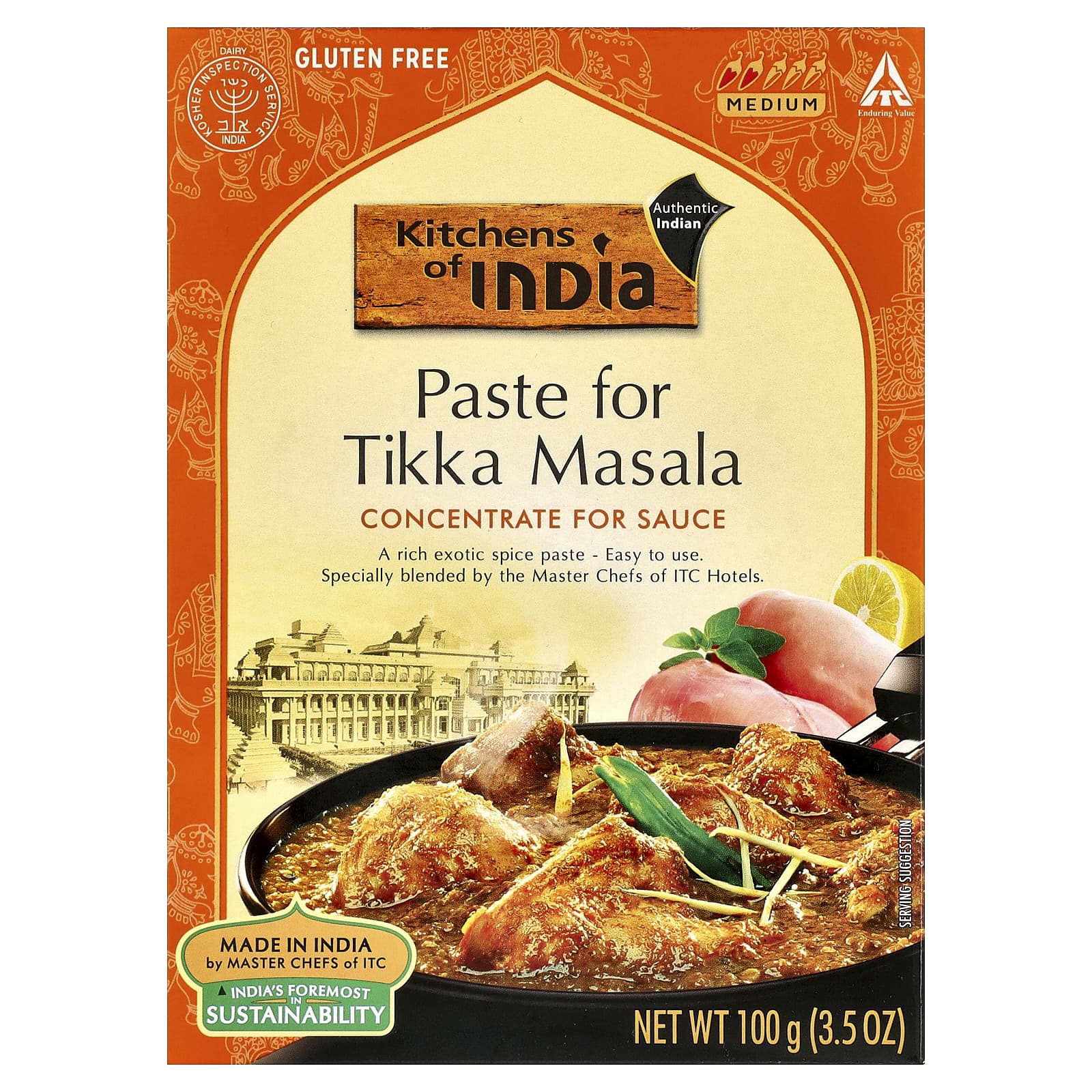 Kitchens of India, Paste For Tikka Masala, Concentrate For Sauce, Medium, 3.5 oz (100 g) - Image 1