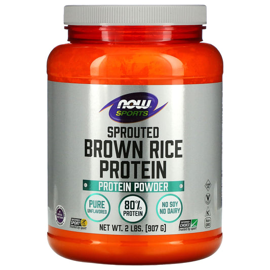 NOW Foods, Sports, Sprouted Brown Rice Protein Powder, Pure Unflavored, 2 lbs (907 g) - Image 1