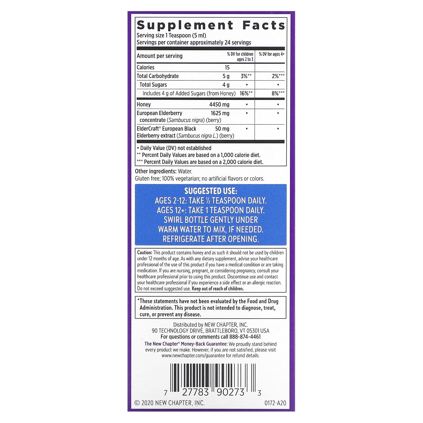 New Chapter, Elderberry Syrup + Honey , 4 fl oz (118 ml)