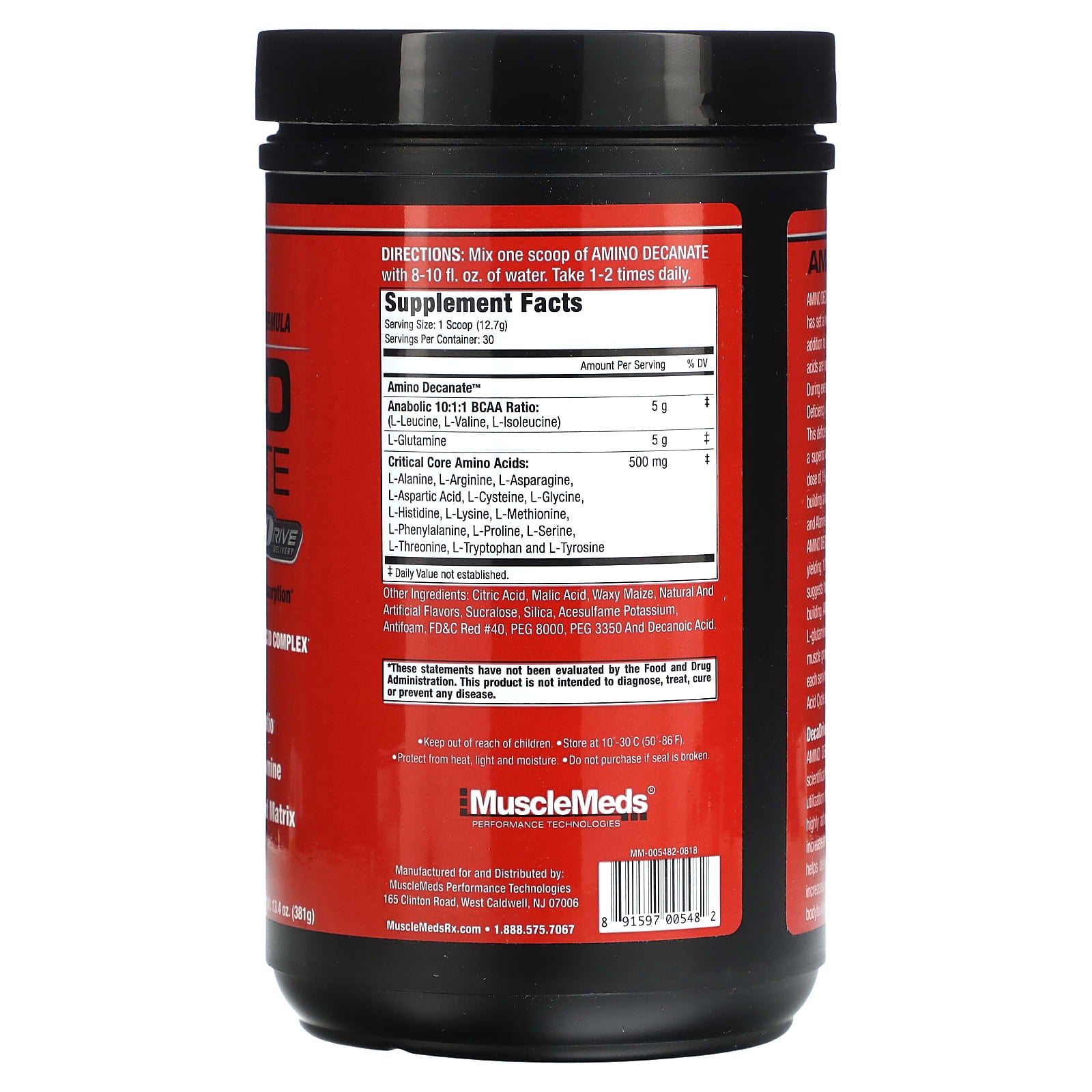 MuscleMeds, Amino Decanate, Fruit Punch, 13.4 oz (381 g) - Image 2