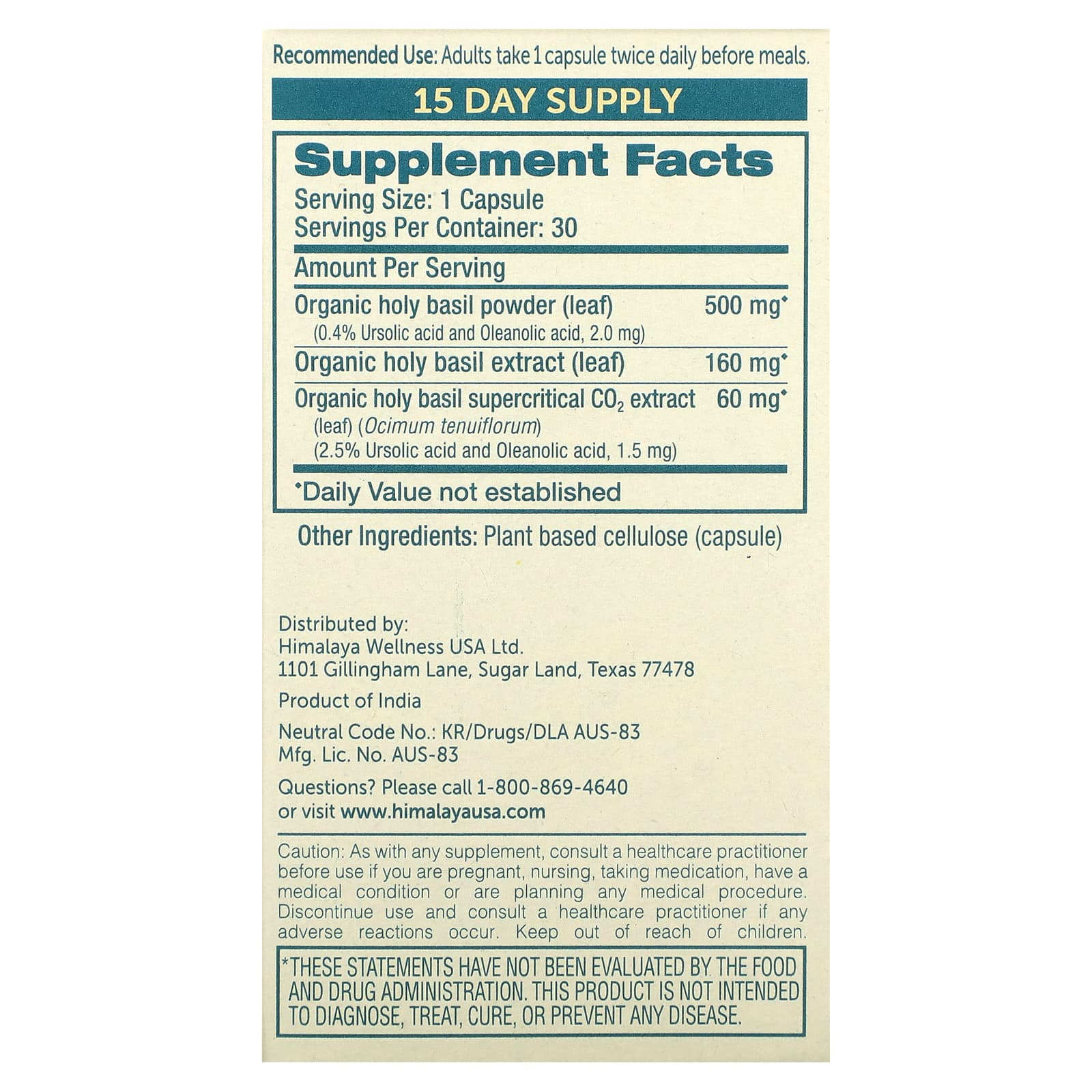 Himalaya Holy Basil Supplement for Stress Relief & Relaxation - Image 2