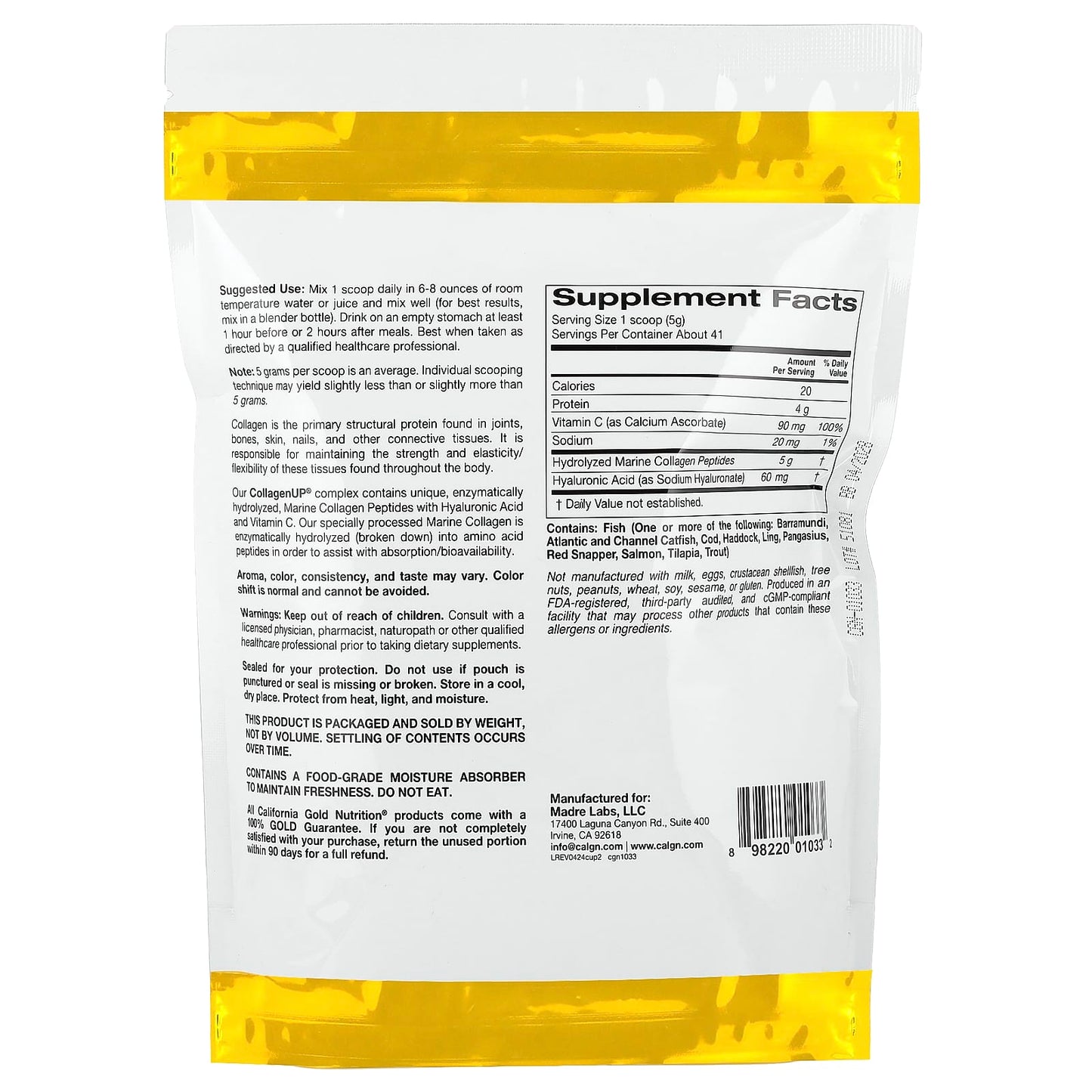 Hydrolyzed Marine Collagen Peptides with Hyaluronic Acid & Vitamin C - 7.26 oz - Image 2